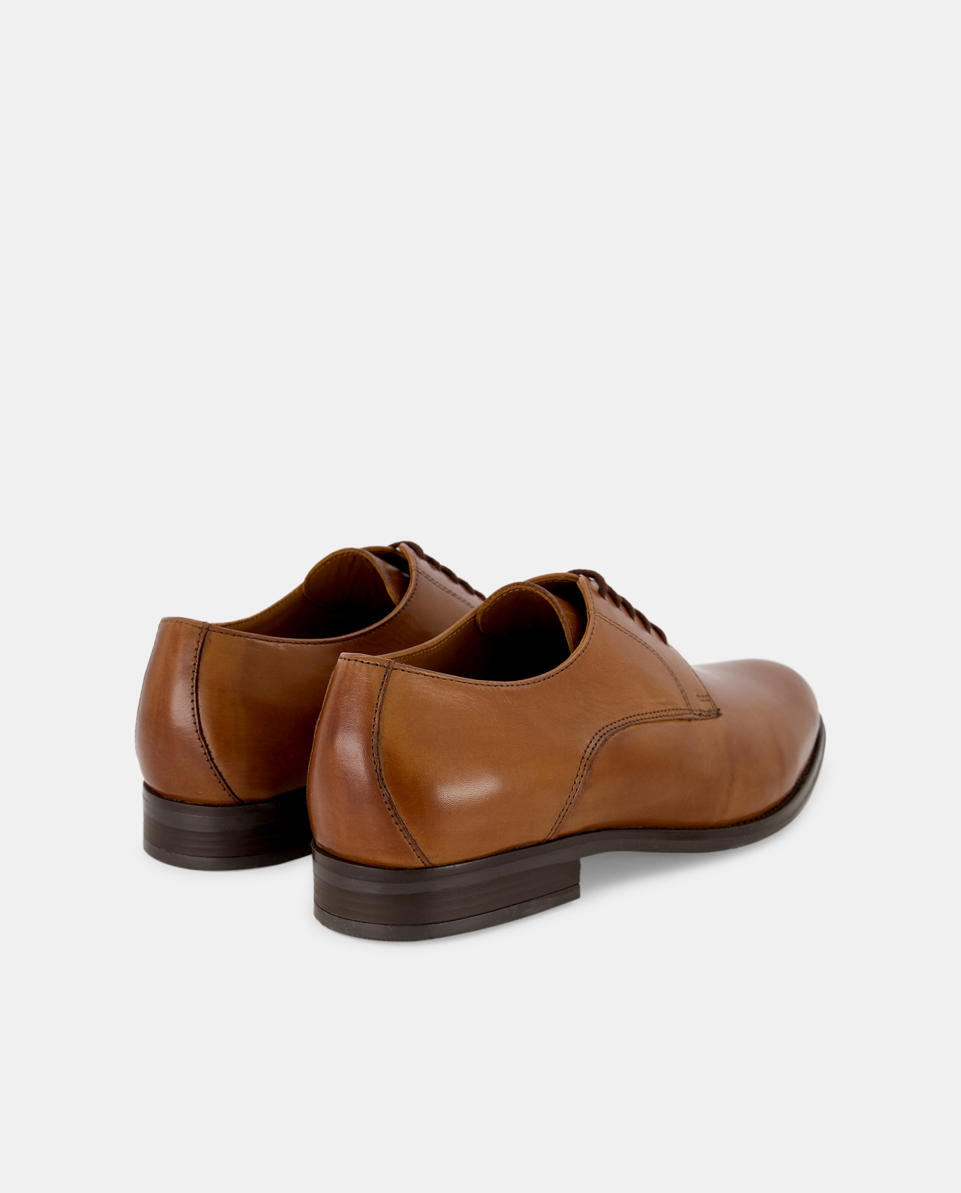 Zapato cordones de hombre pala lisa de piel con piso de goma Cuero-3
