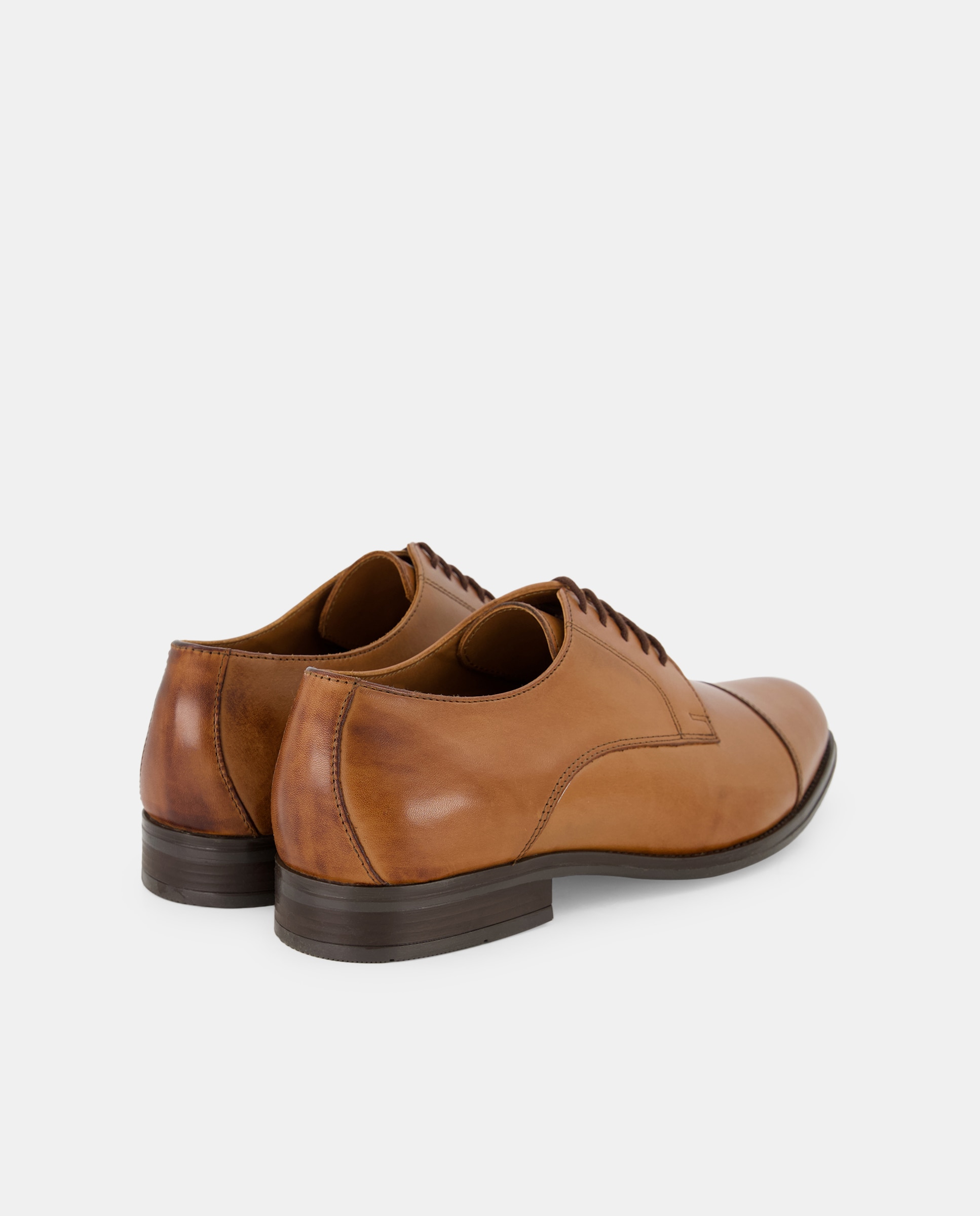 Zapato cordones de hombre puntera recta de piel con piso de goma Cuero-3