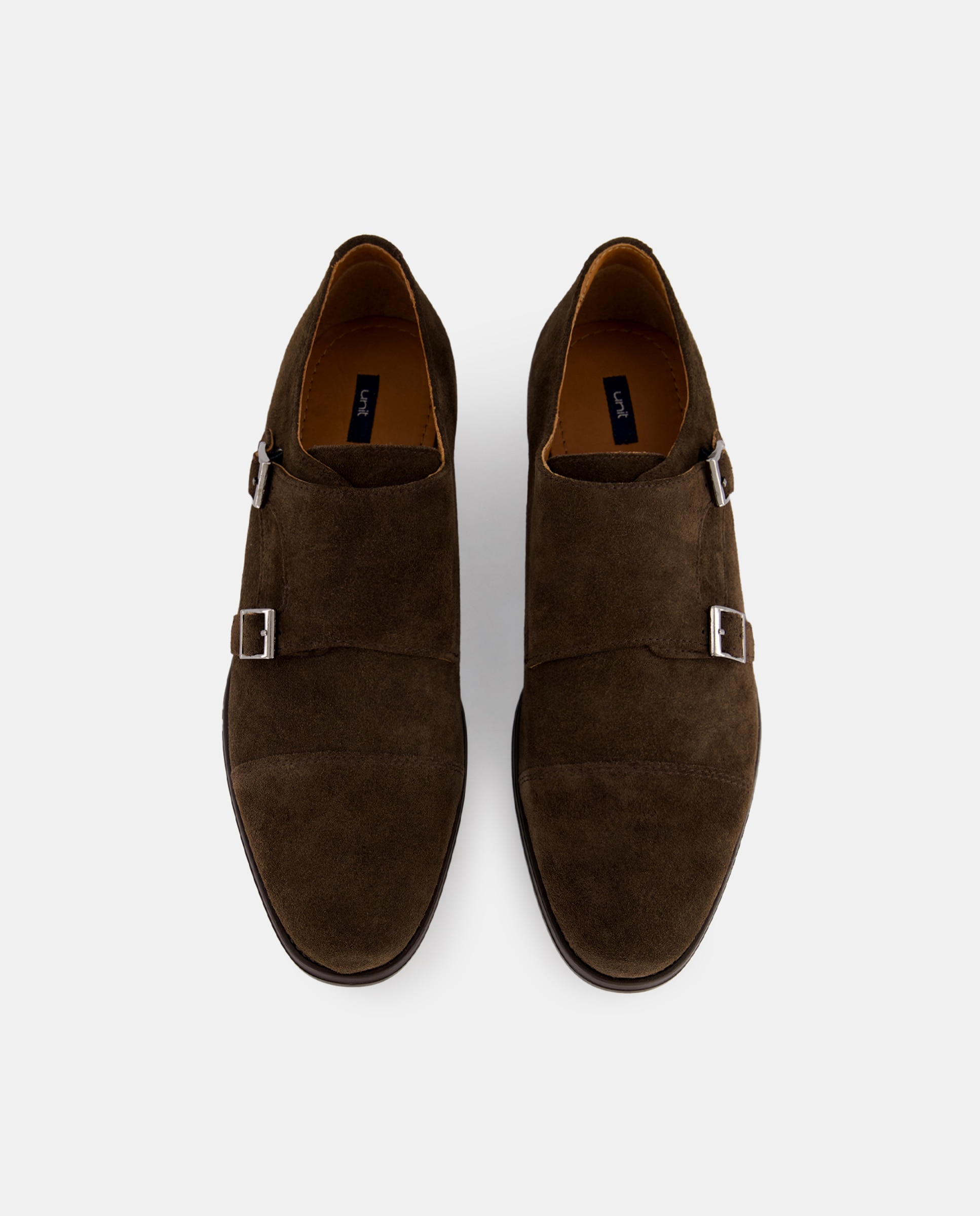Zapato cordones de hombre pala lisa de serraje con piso de goma Marrón-4