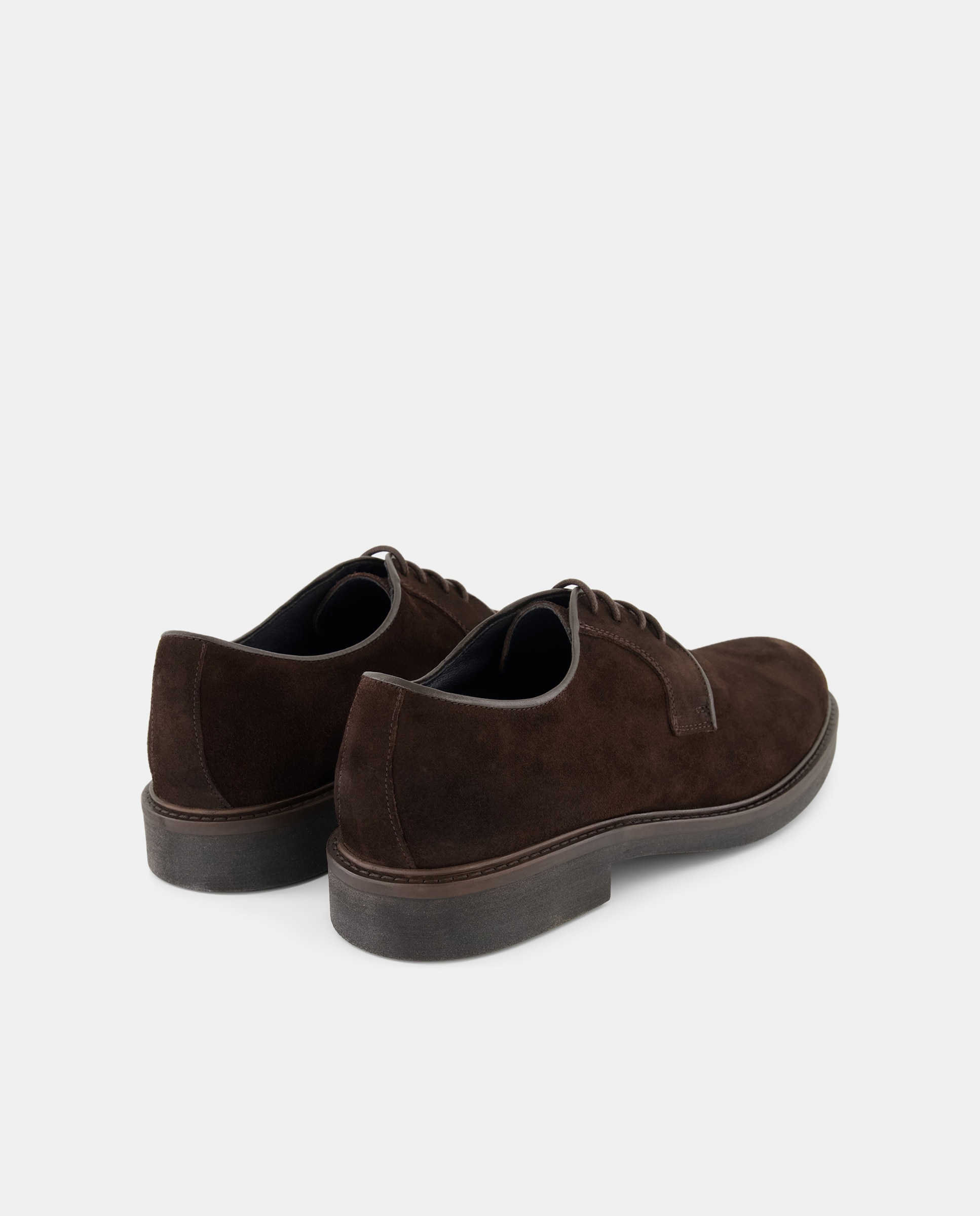 Zapato cordones de hombre de serraje con piso de goma Marrón-3