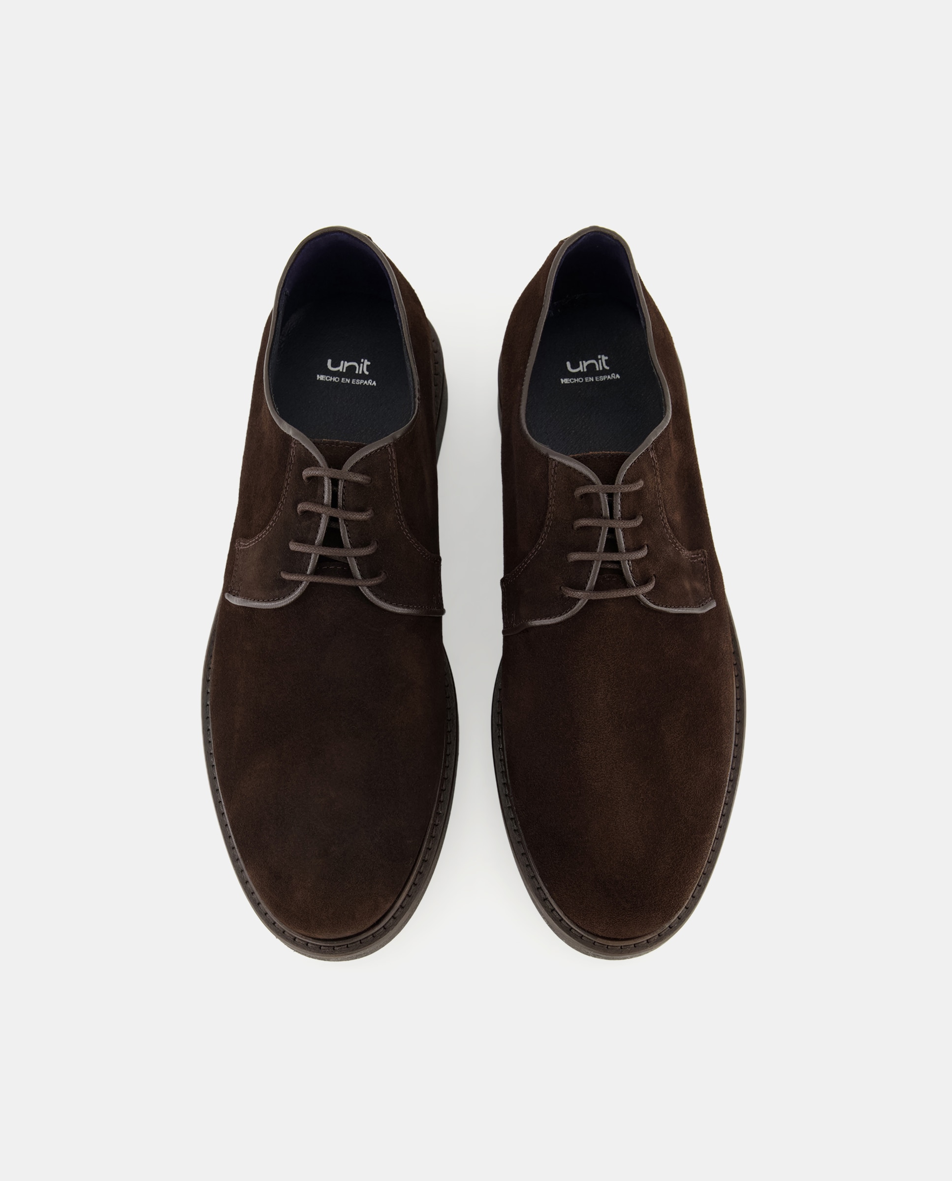 Zapato cordones de hombre de serraje con piso de goma Marrón-4