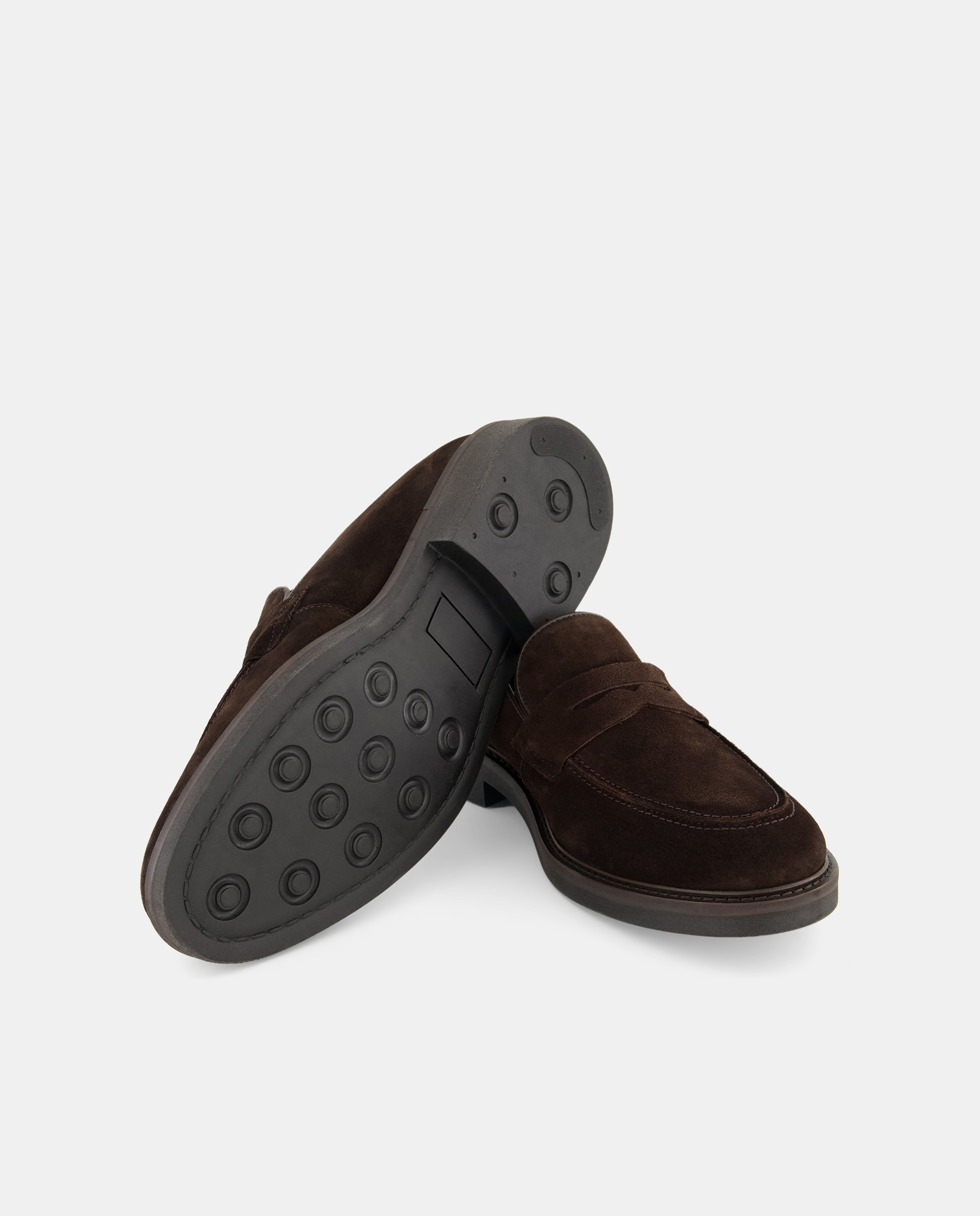 Mocasin antifaz de hombre de serraje con piso de goma Marrón-2