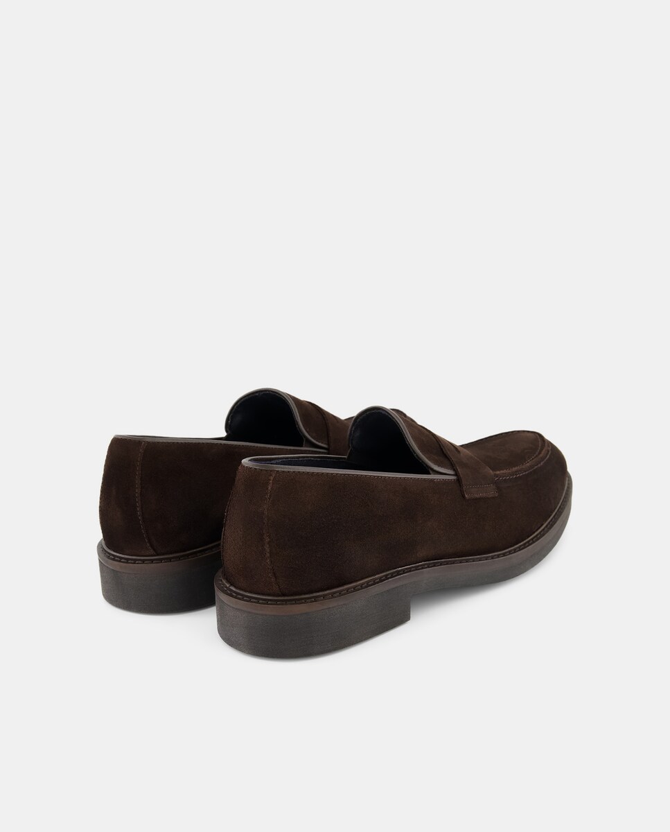 Mocasin antifaz piel serraje con piso de goma Marrón-3