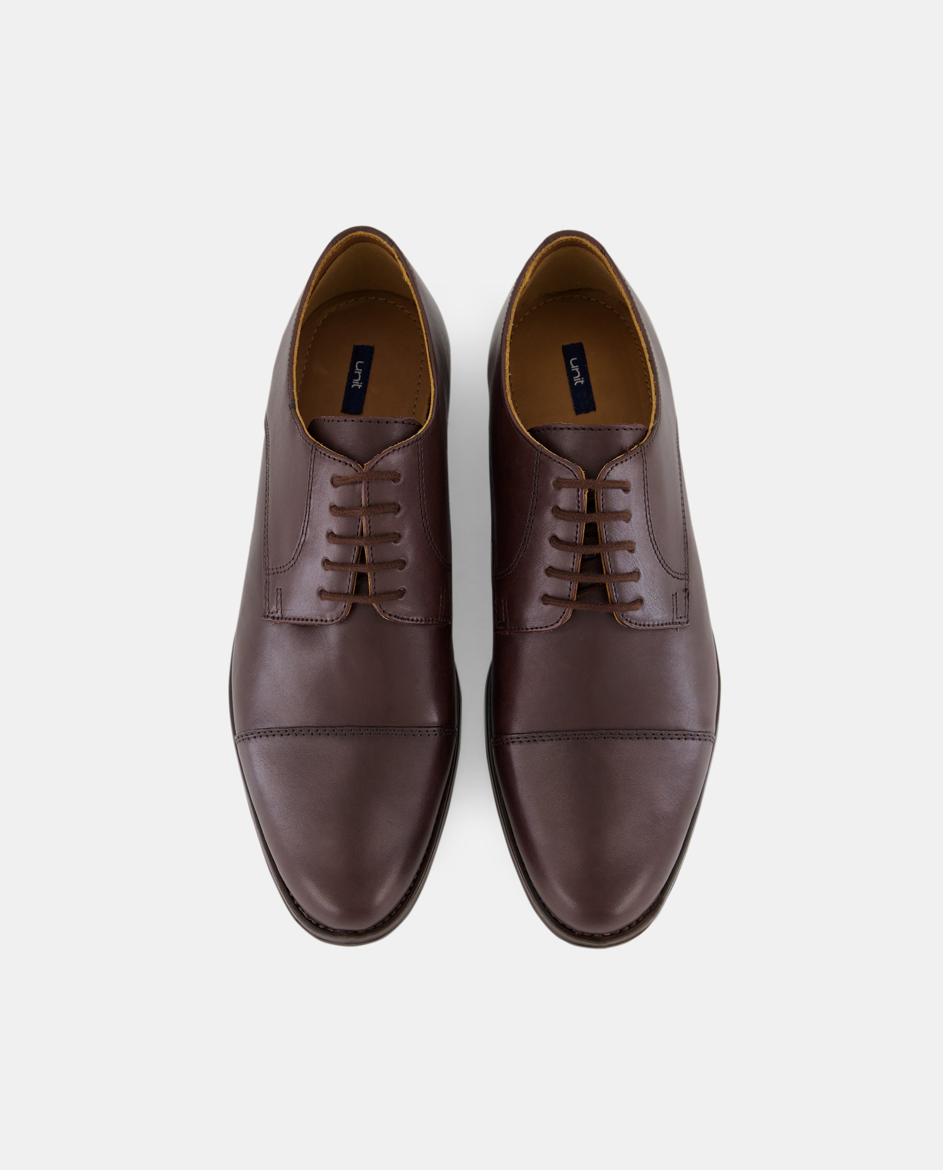 Zapato cordones de hombre puntera recta de piel con piso de goma Marrón oscuro-4