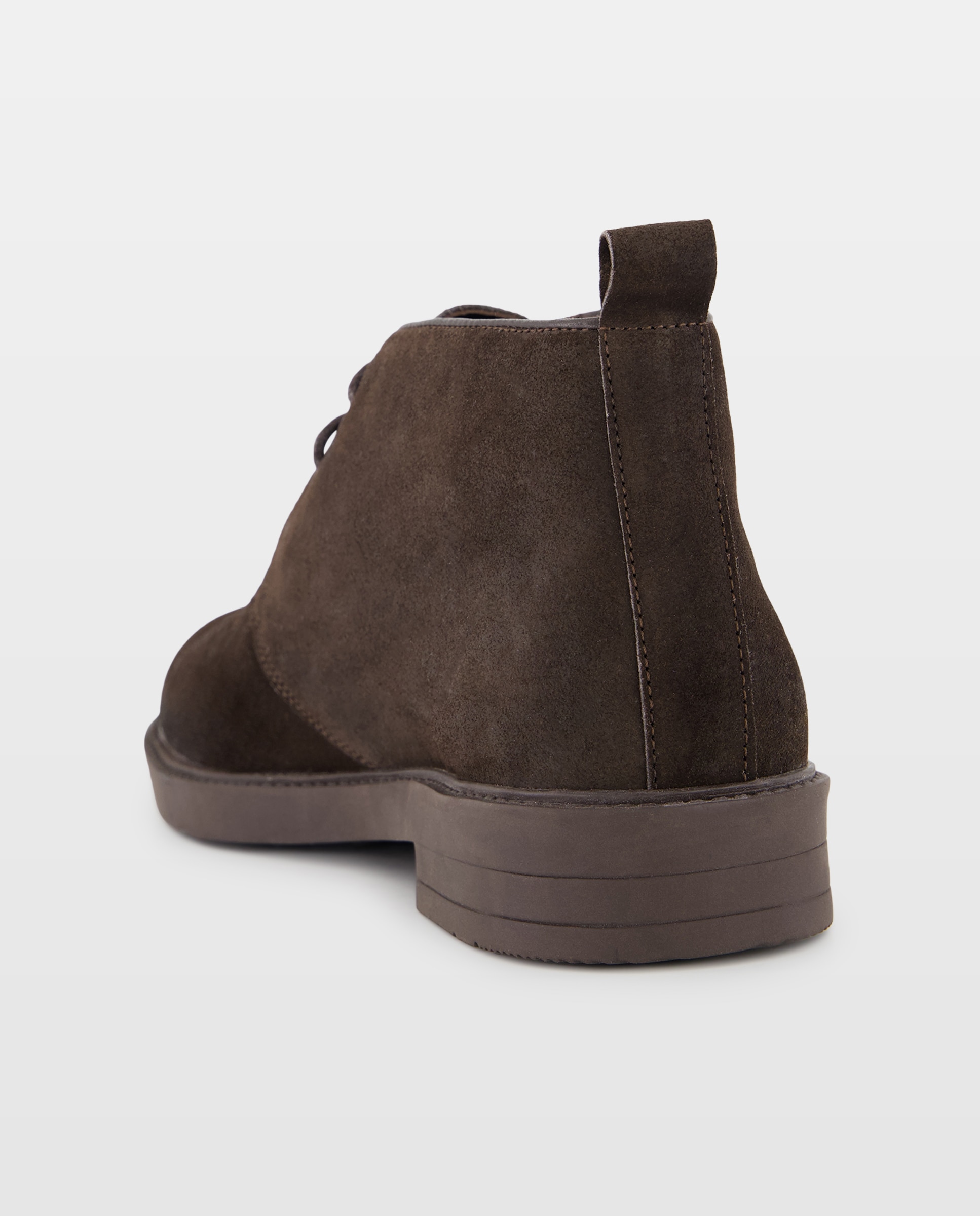 Bota cordones pala lisa de serraje de hombre con piso de goma Marrón-3