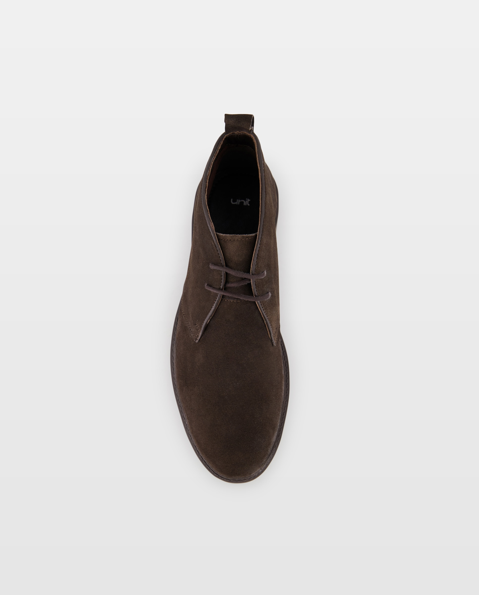 Bota cordones pala lisa de serraje de hombre con piso de goma Marrón-4