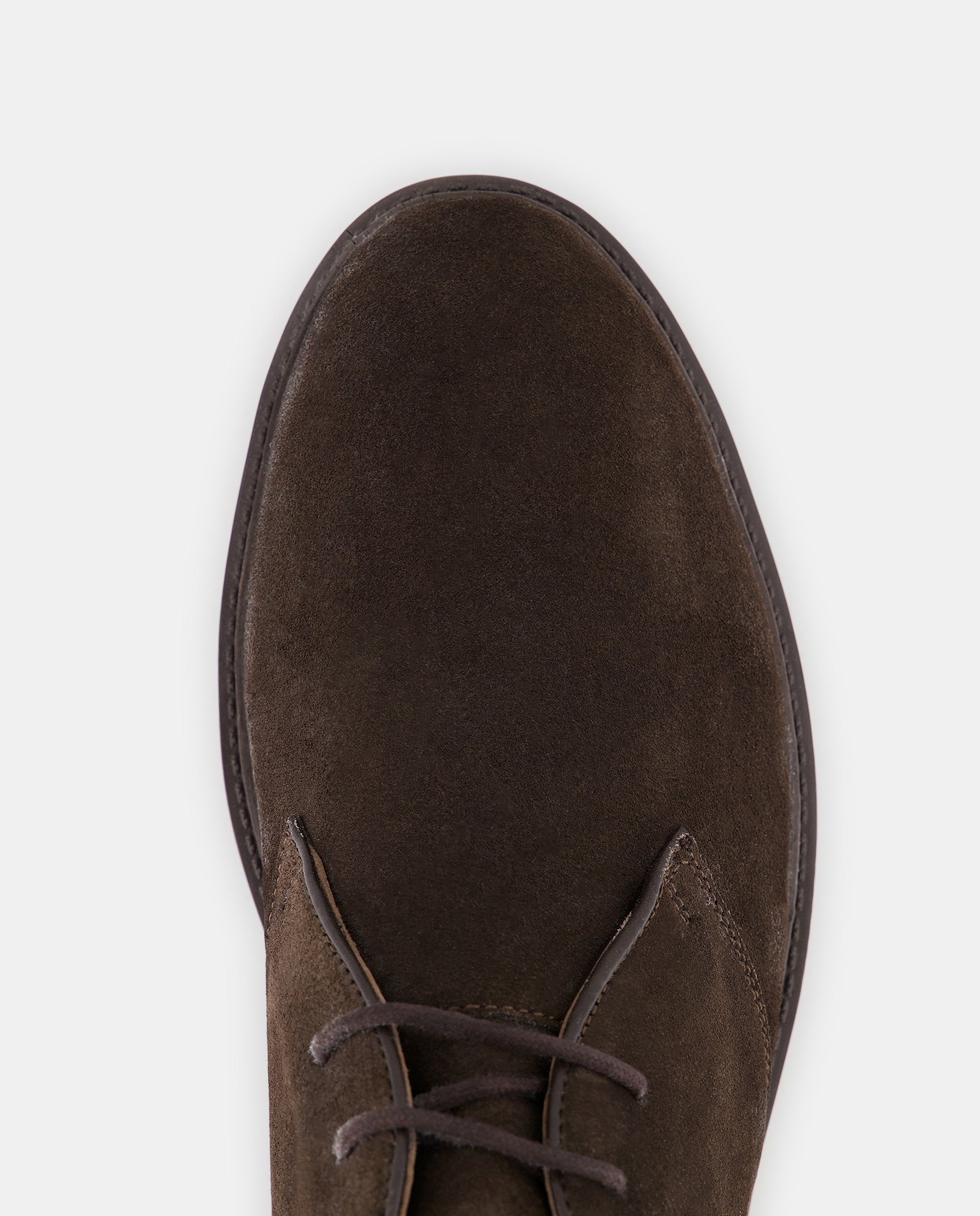 Bota cordones pala lisa de serraje de hombre con piso de goma Marrón-5