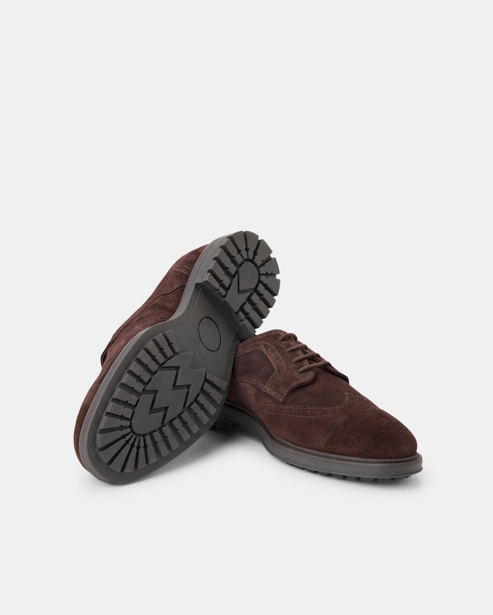 Zapato cordones de serraje de hombre con piso de goma Marrón-2