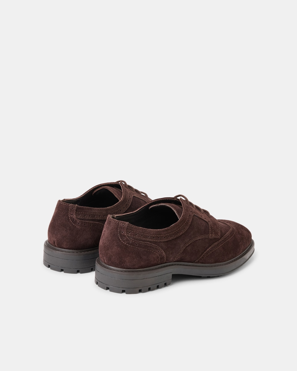 Zapato cordones de serraje de hombre con piso de goma Marrón-3