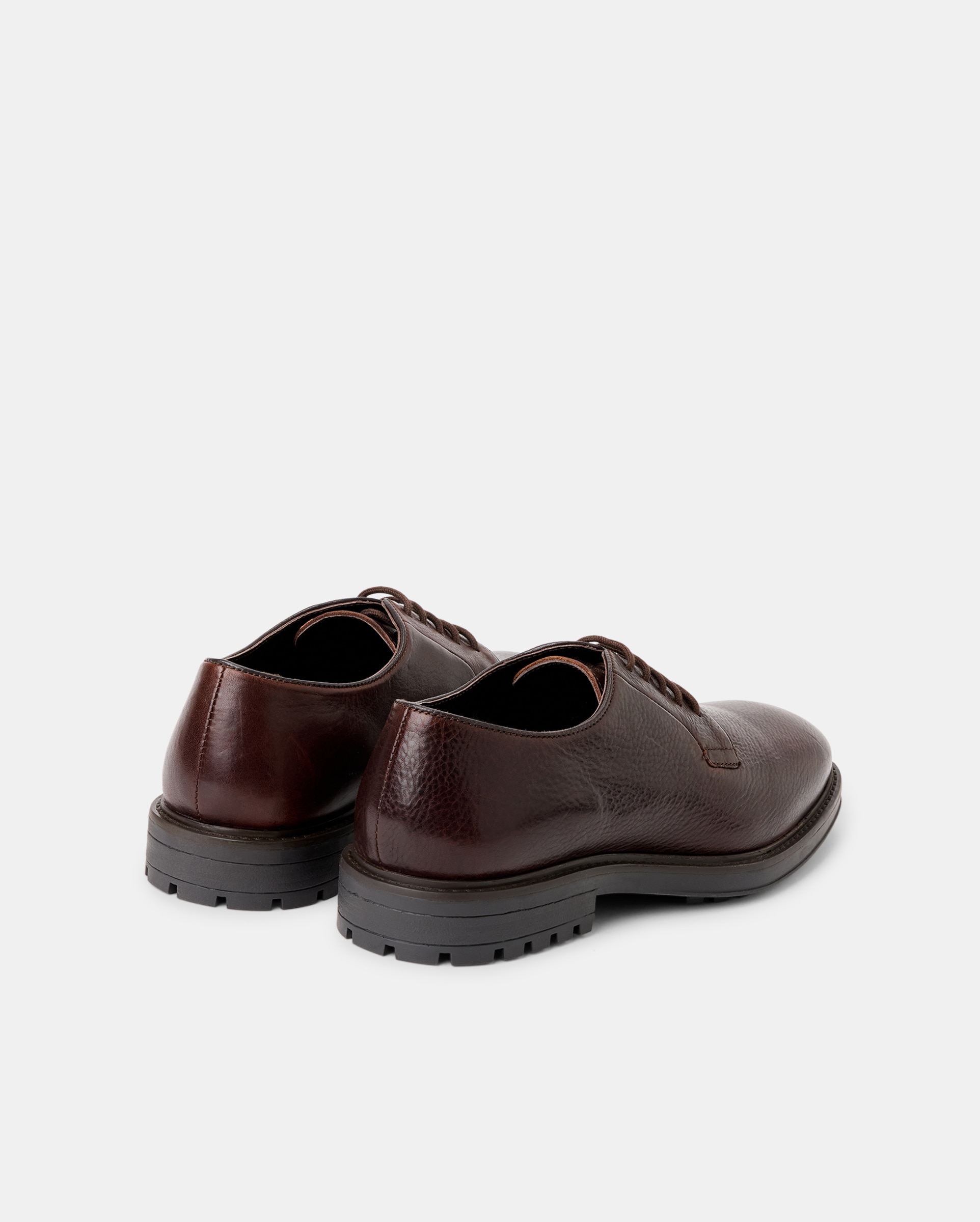 Zapato cordones de piel de hombre con piso de goma Marrón-3