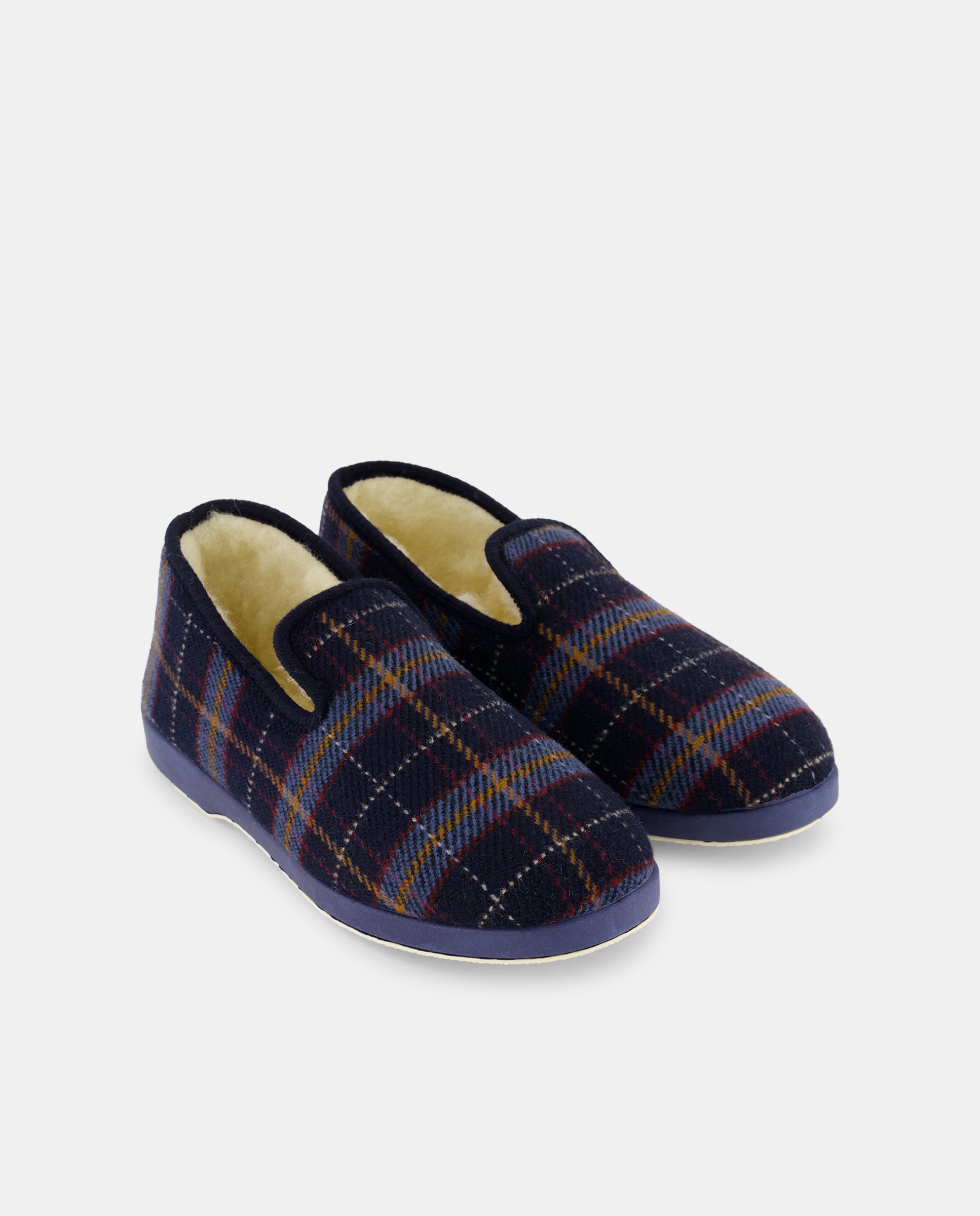 Zapatilla cerrada cuadro forro lana norteñas p/g Azul marino-2