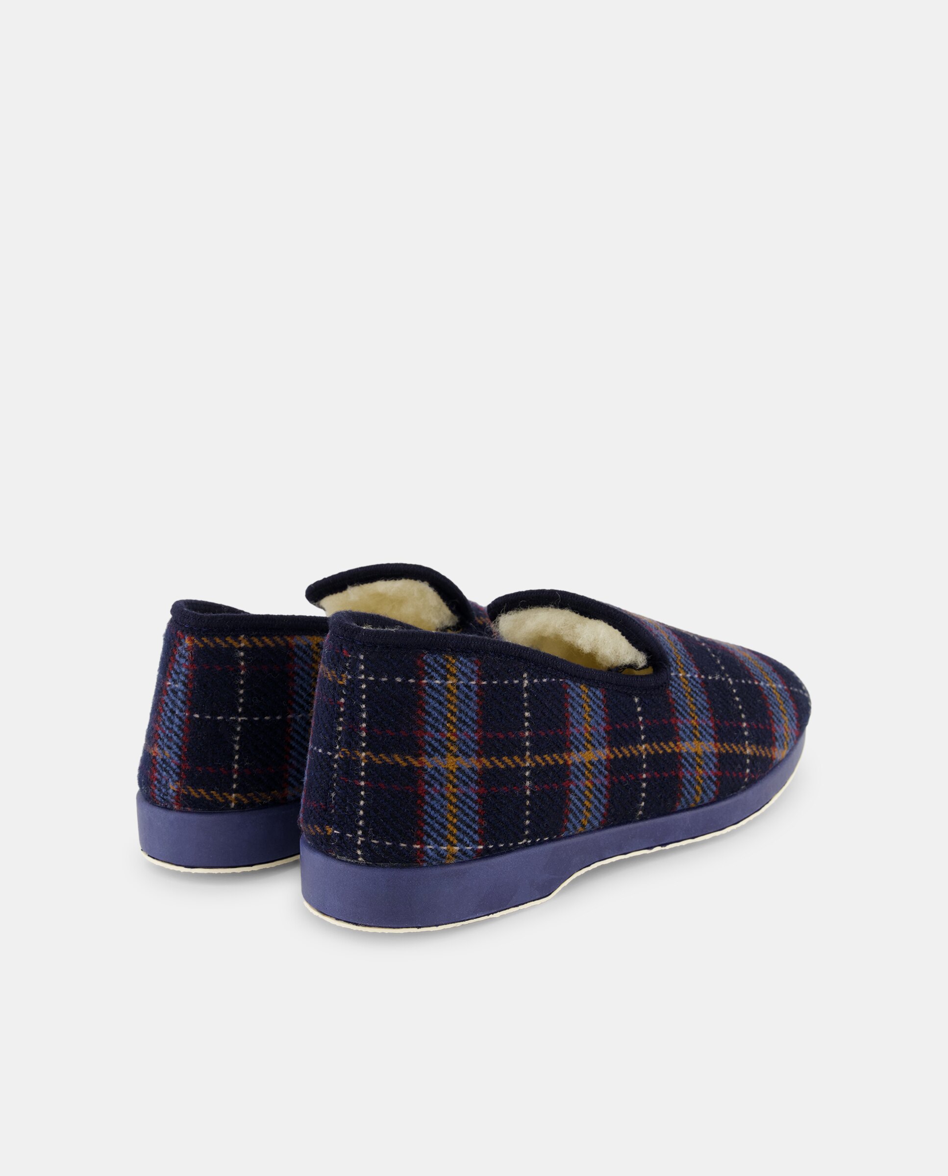 Zapatilla cerrada cuadro forro lana norteñas p/g Azul marino-3
