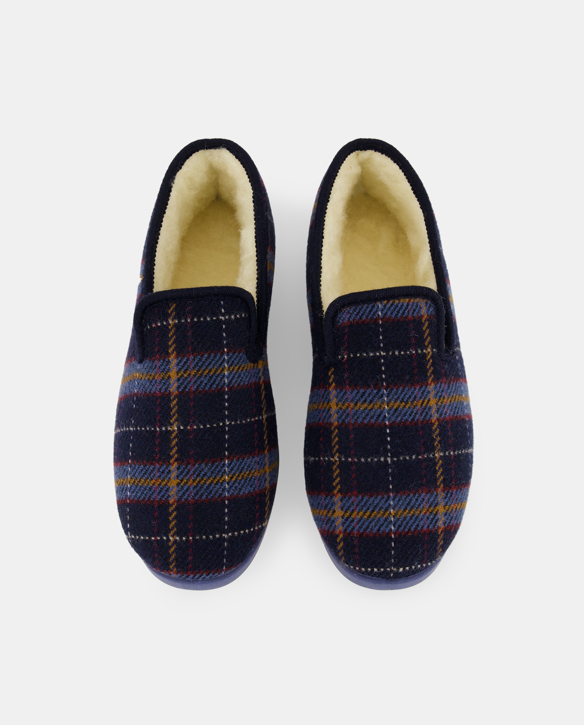 Zapatilla cerrada cuadro forro lana norteñas p/g Azul marino-4