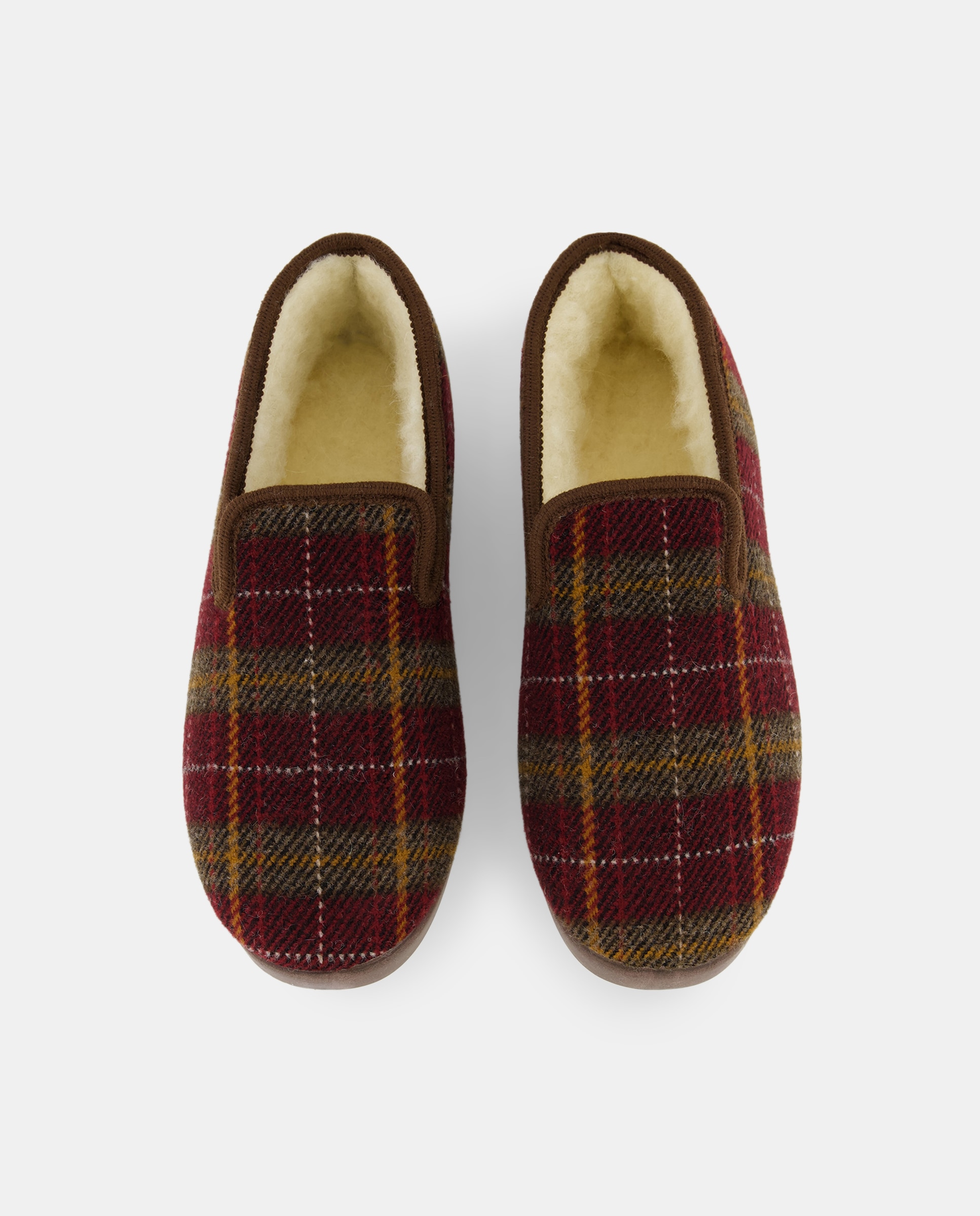 Zapatilla cerrada cuadro forro lana norteñas p/g Rojo-4