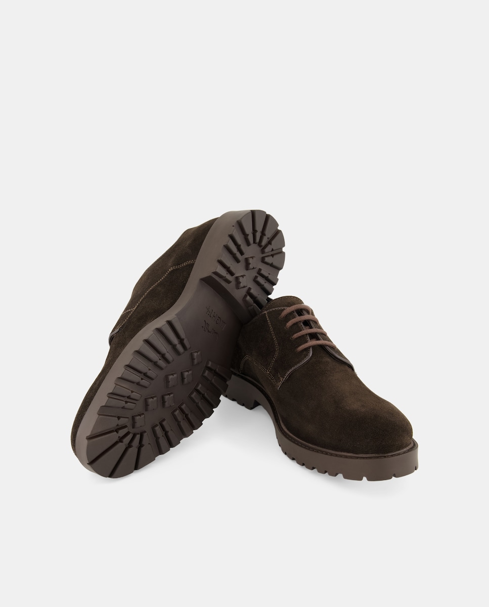 Zapatos cordones serraje con piso de goma ligero Marrón-2