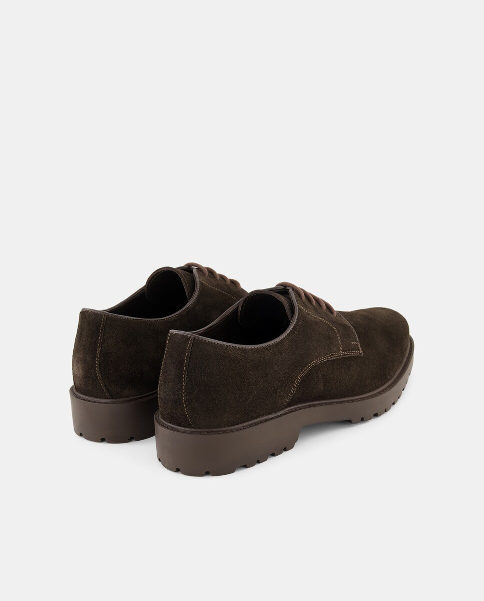 Zapatos cordones serraje con piso de goma ligero Marrón-3
