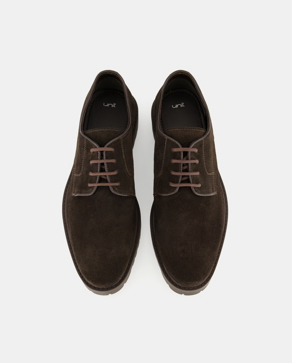 Zapatos cordones serraje con piso de goma ligero Marrón-4