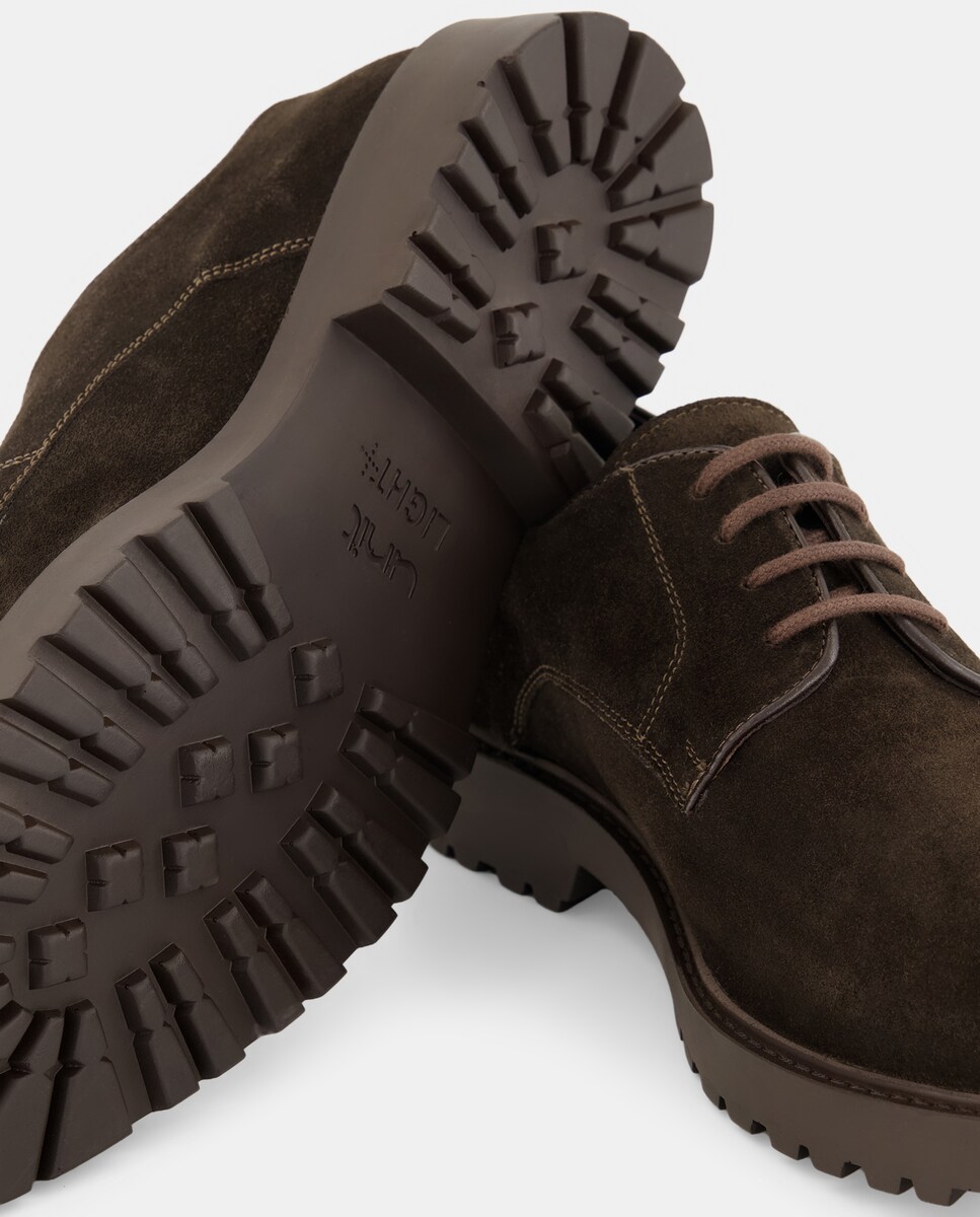 Zapatos cordones serraje con piso de goma ligero Marrón-5