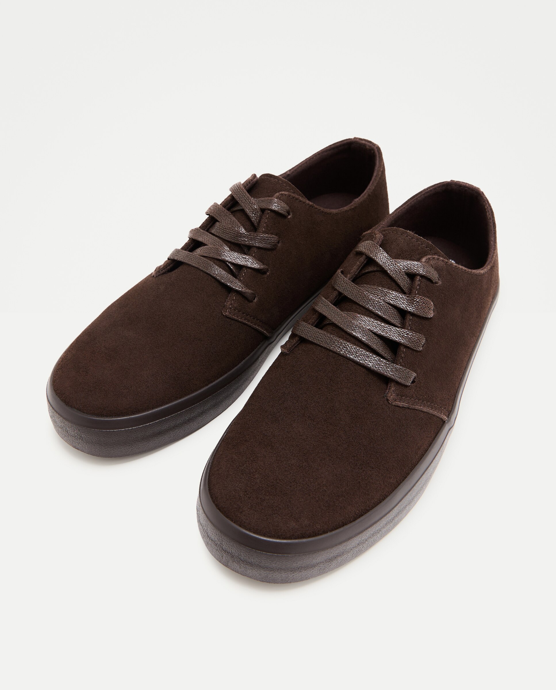 Zapato cordones de serraje de hombre con piso de goma Marrón-2
