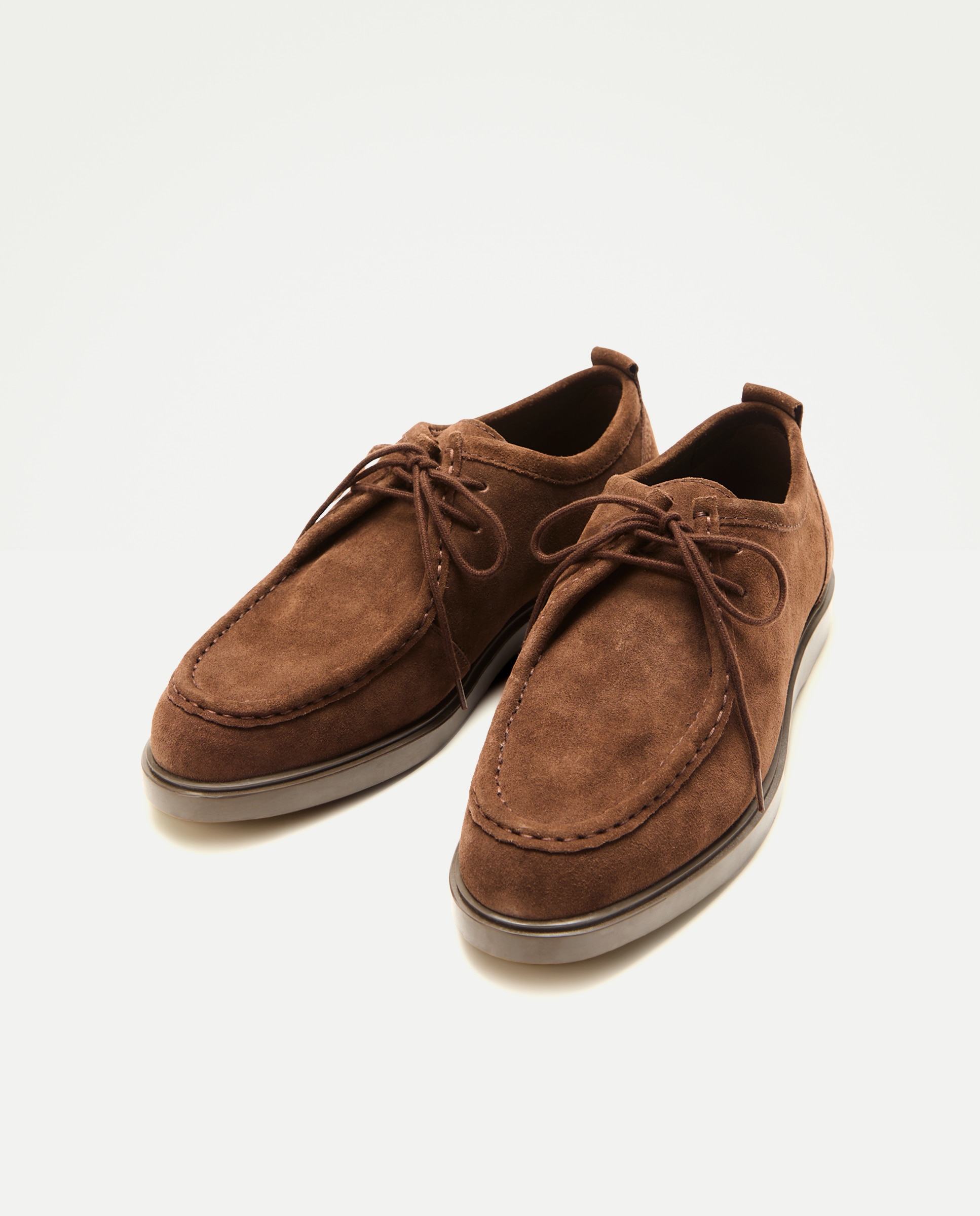 Zapato de hombre wallaby de serraje con piso de goma Marrón-2