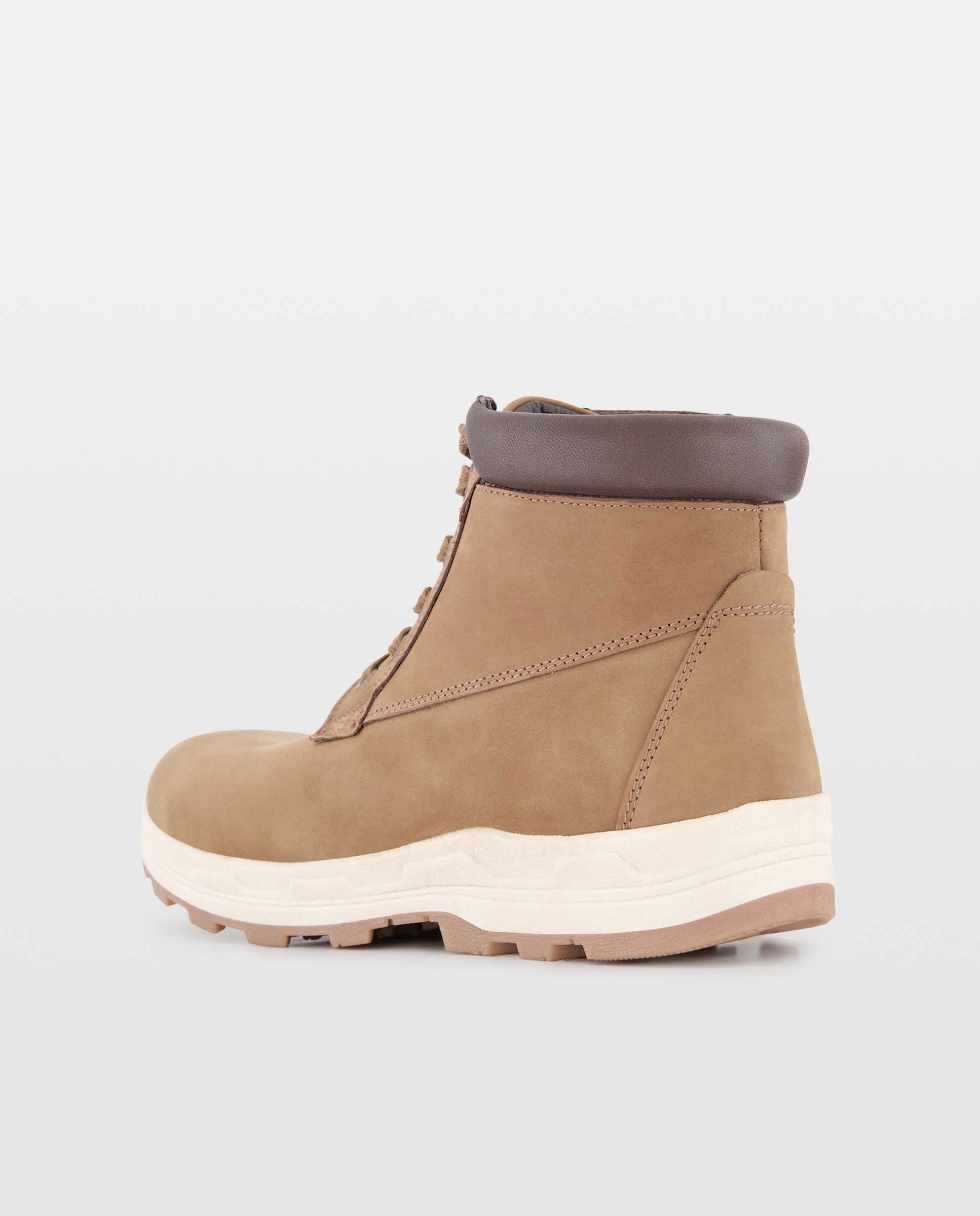 Bota cordones de nobuck de hombre con piso de goma Marrón-3
