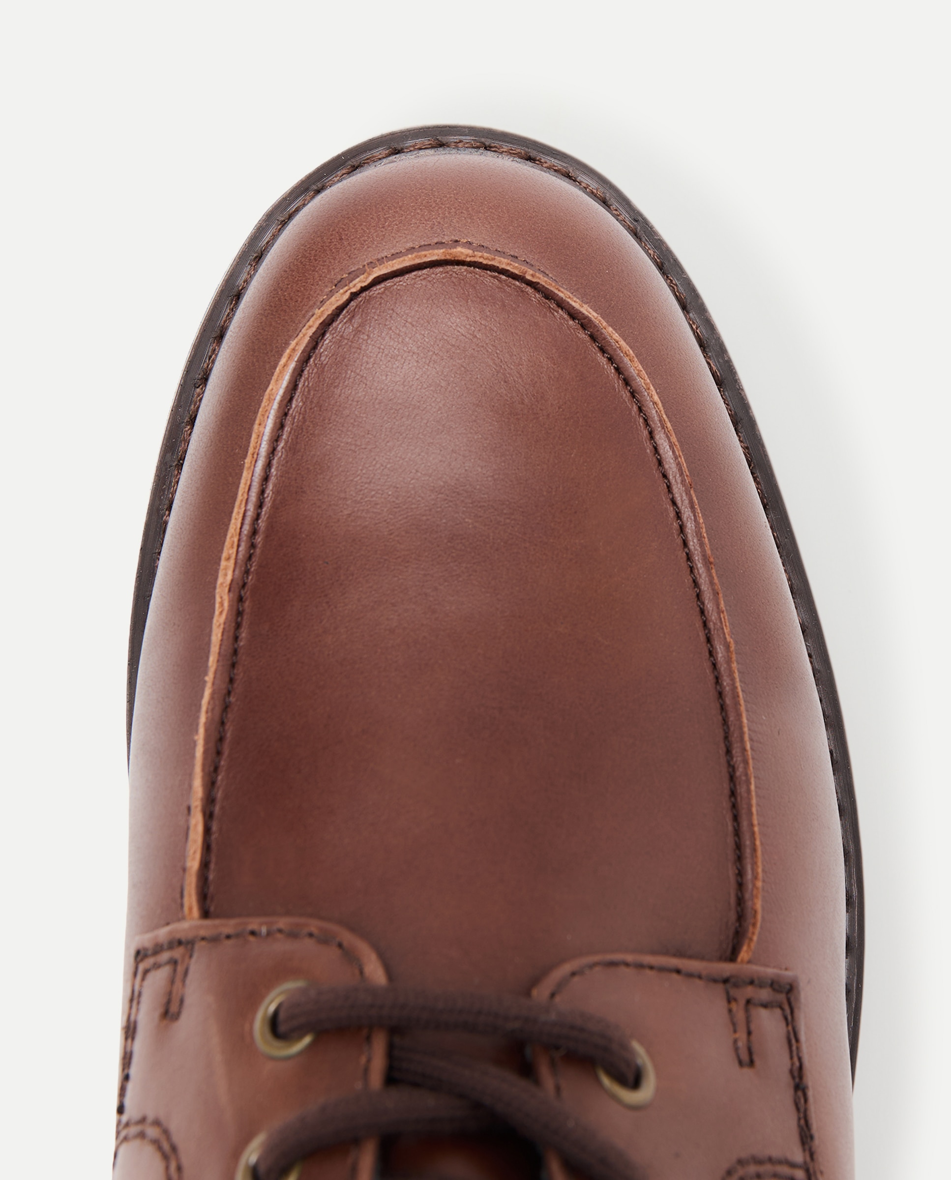 Bota de hombre cordones bordón de piel con piso ligero Marrón-5
