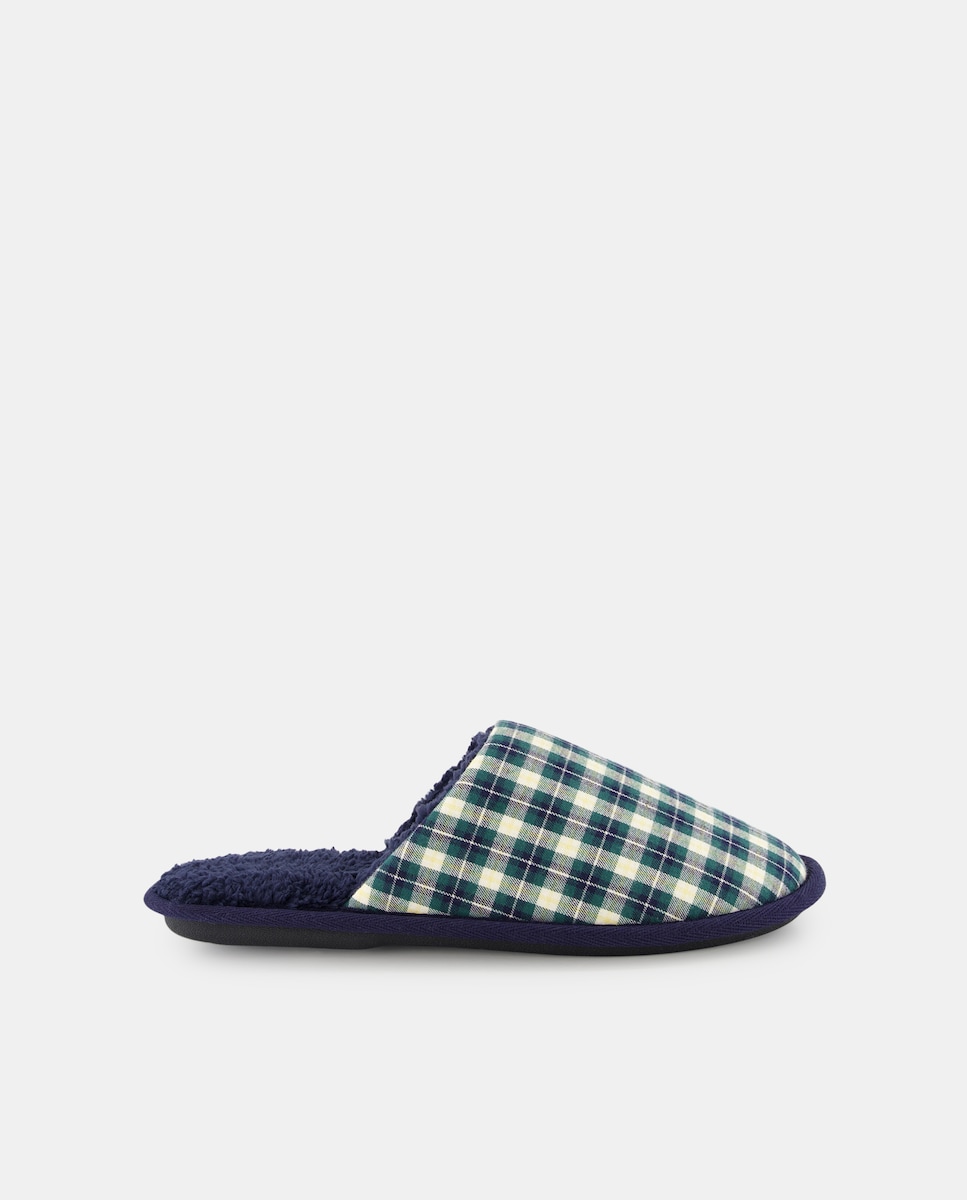 Zapatilla abierta cuadros navidad con caja de regalo 2