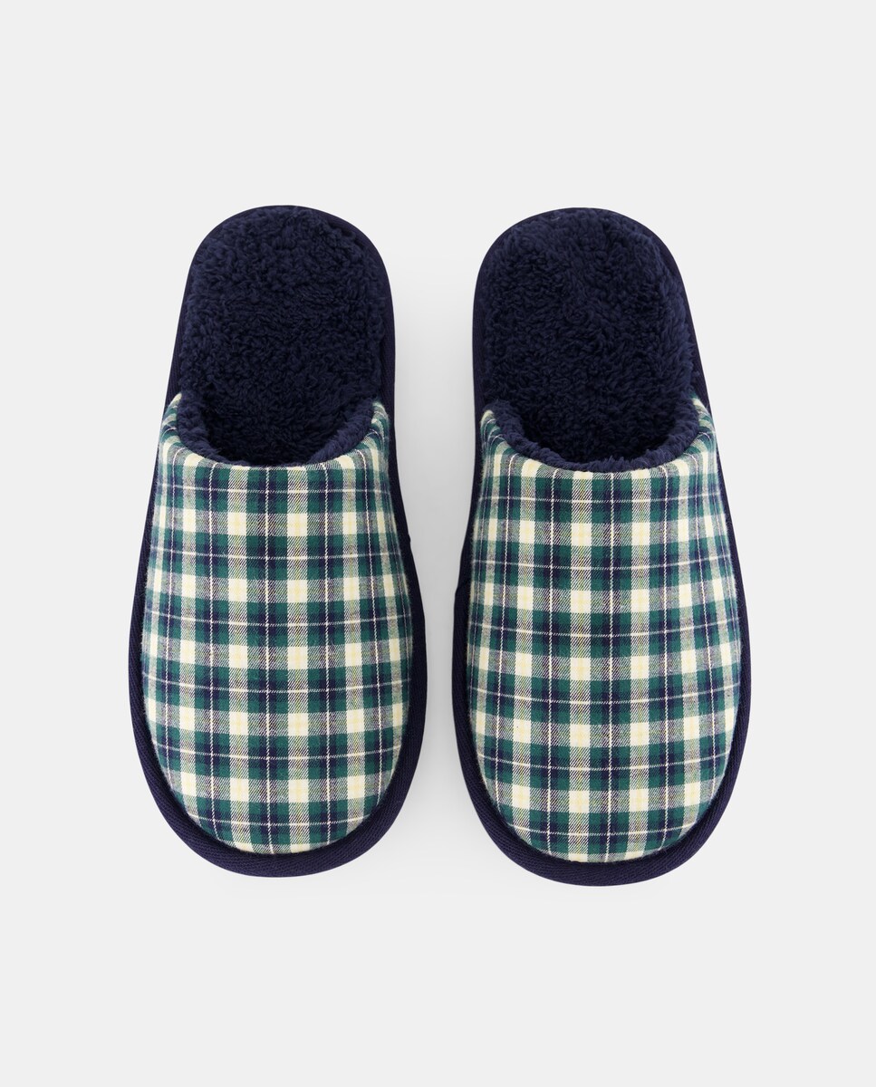 Zapatilla abierta cuadros navidad con caja de regalo 5