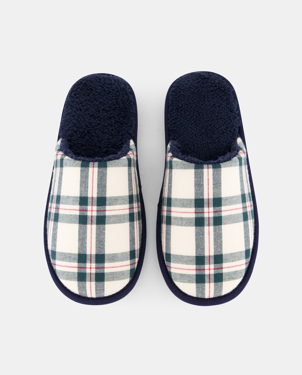 Zapatilla abierta cuadros navidad con caja de regalo 5