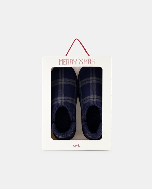 Imagen 0 de Zapatilla abierta cuadros navidad con caja de regalo