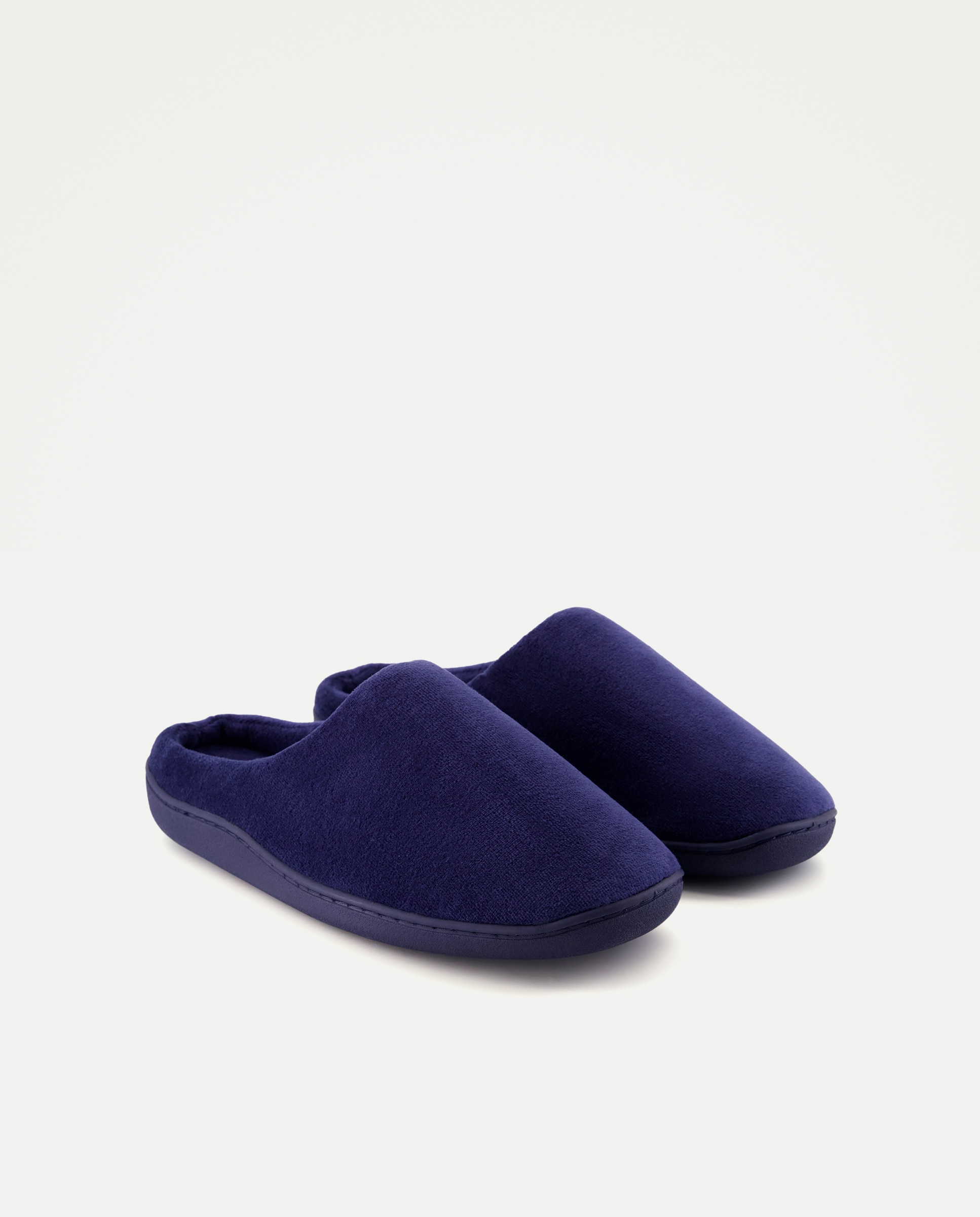 Zapatilla de hombre abierta de velvet con piso de goma Azul marino-2