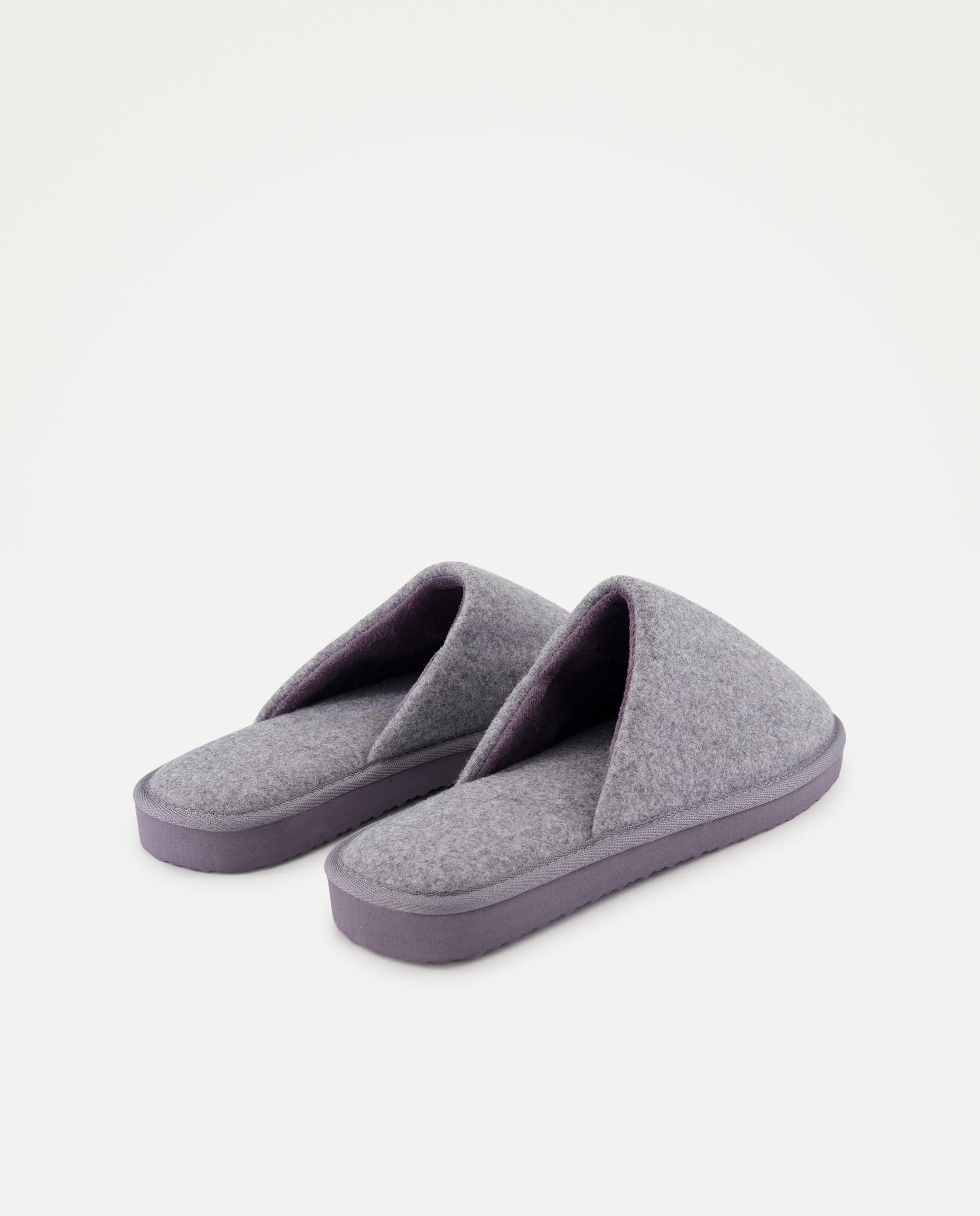 Zapatilla de hombre abierta de fieltro con piso ligero Gris claro-3