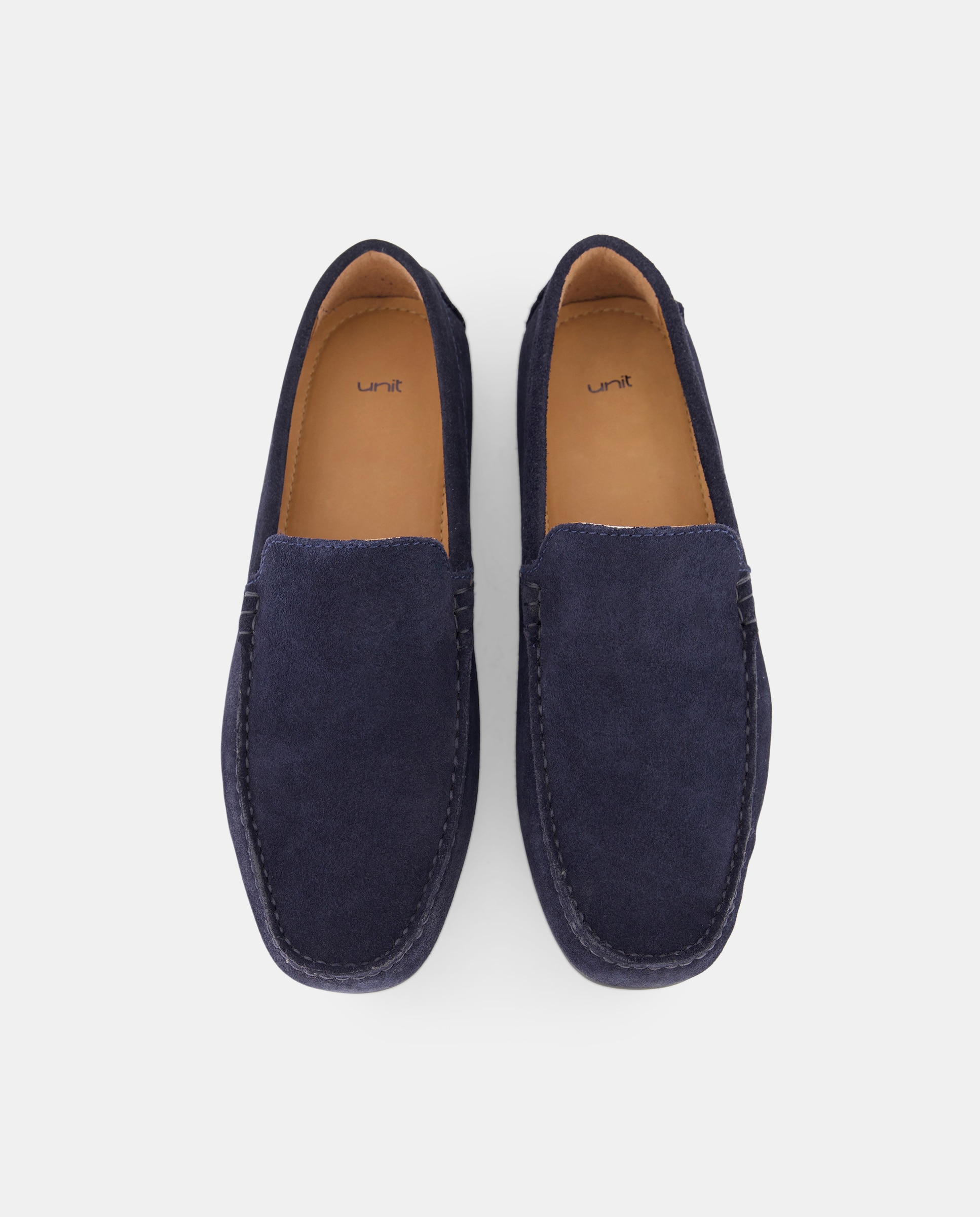 Mocasín de hombre de serraje con piso de goma Azul marino-4