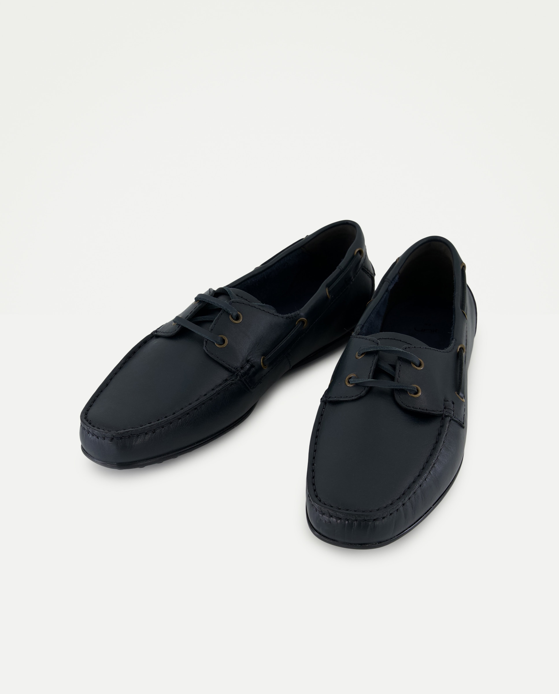 Náutico cordones de hombre de piel con piso de goma Azul marino-2