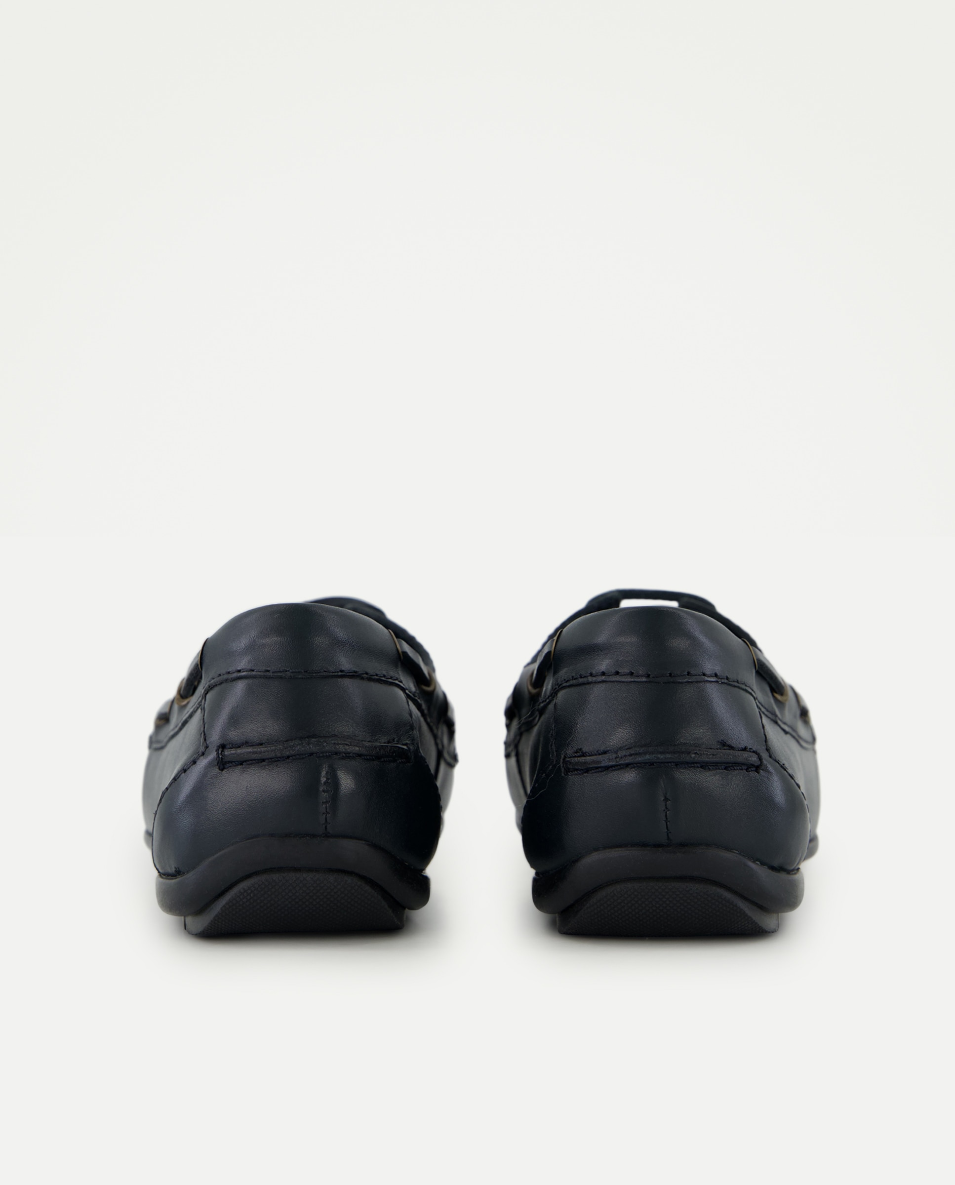 Náutico cordones de hombre de piel con piso de goma Azul marino-3
