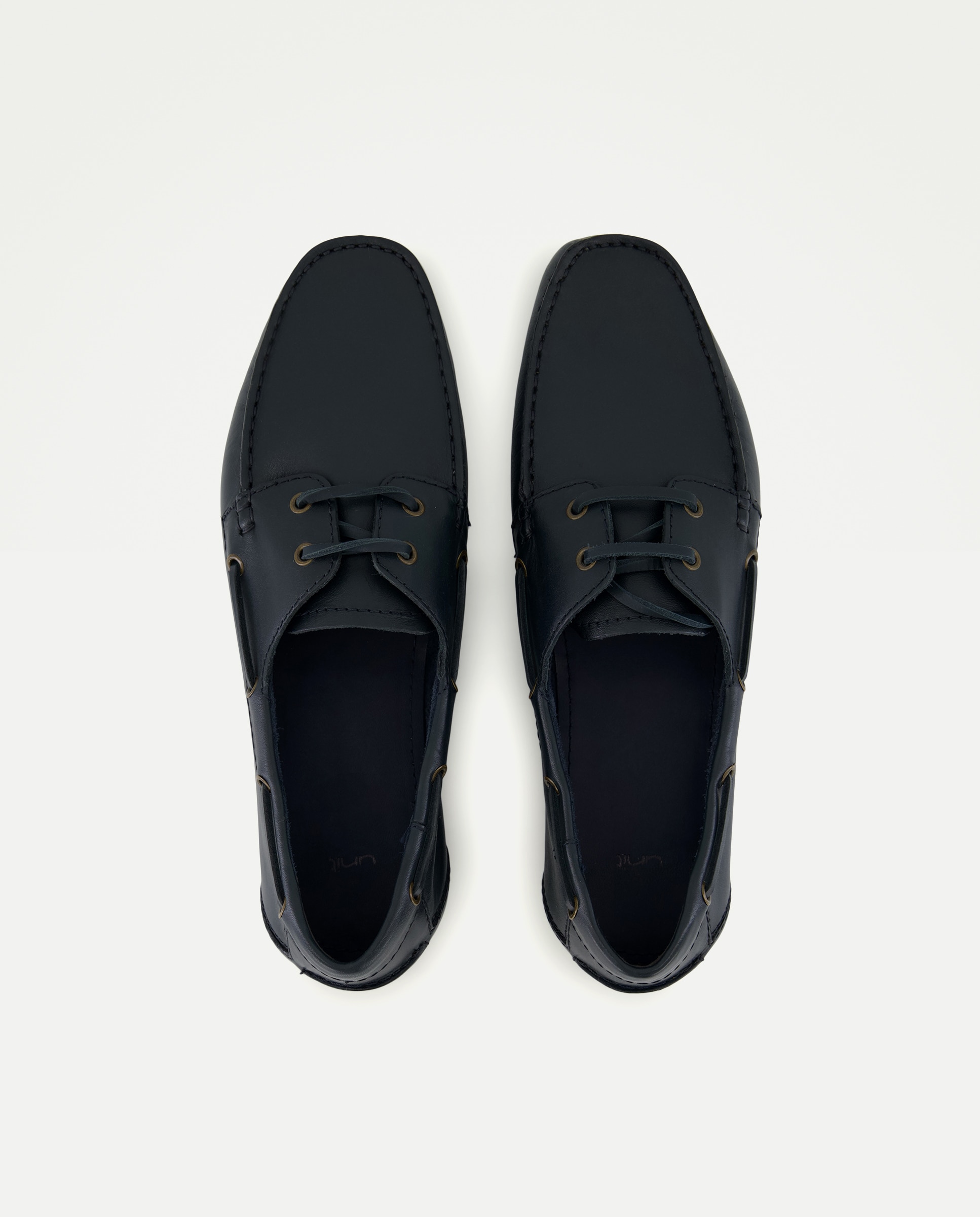 Náutico cordones de hombre de piel con piso de goma Azul marino-4