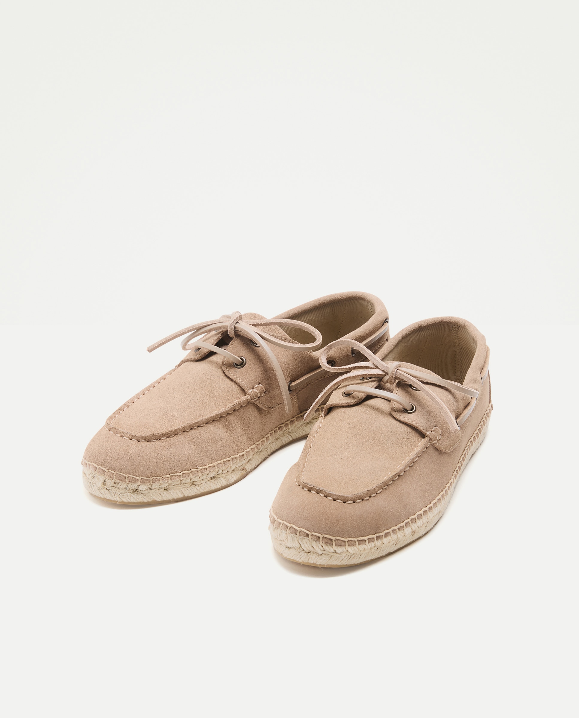 Nautico cordones de hombre de serraje con piso de yute Tostado-2