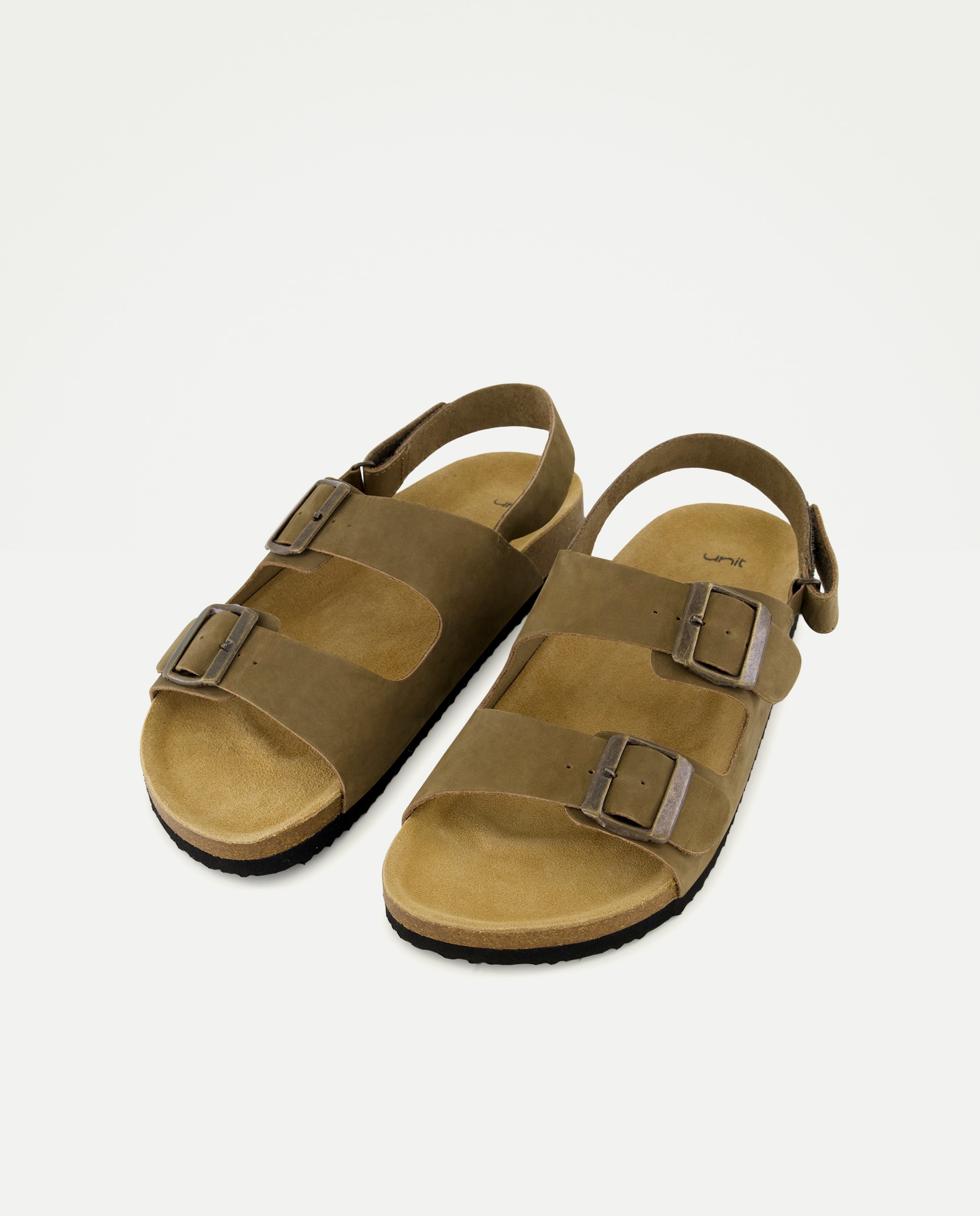 Sandalia bio dos hebillas con trasera de piel con piso de goma 520 Kaki-2