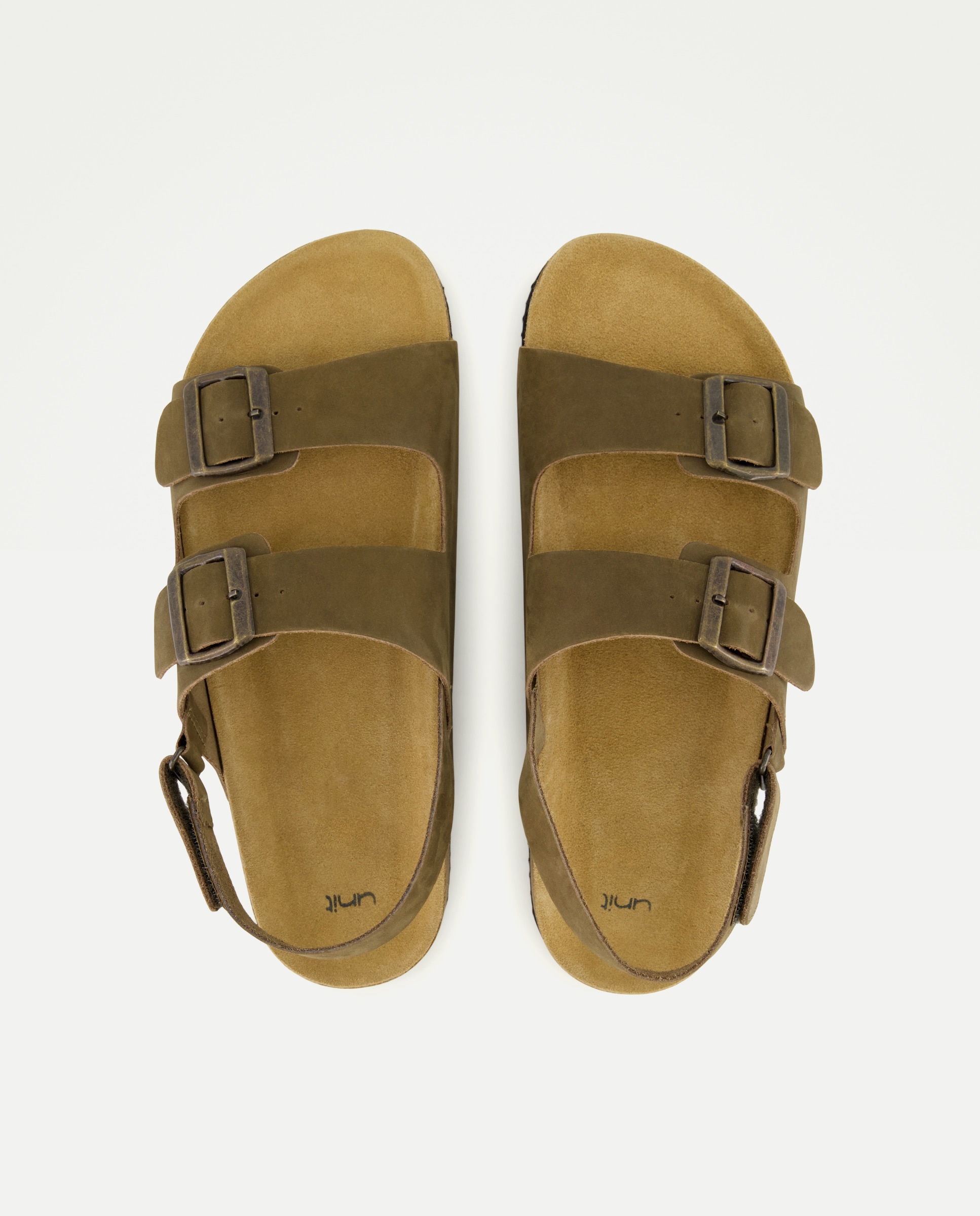 Sandalia bio dos hebillas con trasera de piel con piso de goma 520 Kaki-4
