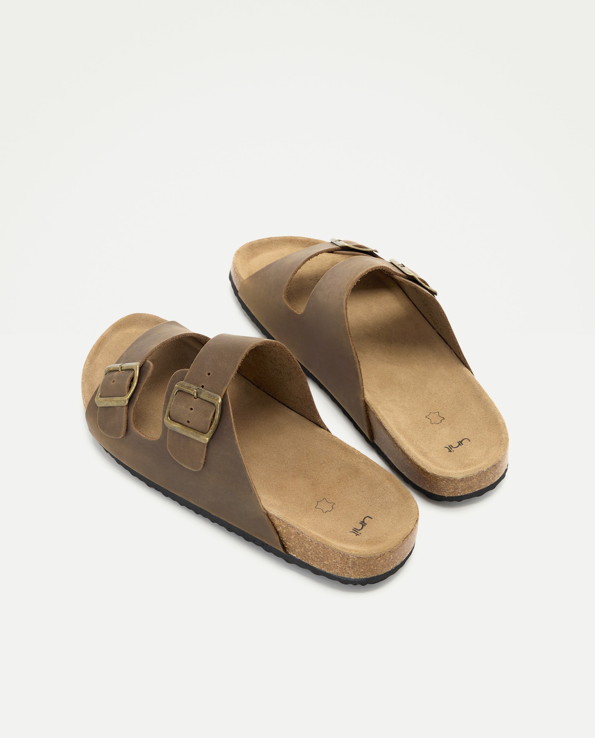 Sandalia bio dos hebillas de piel con piso de goma 520 Kaki-3