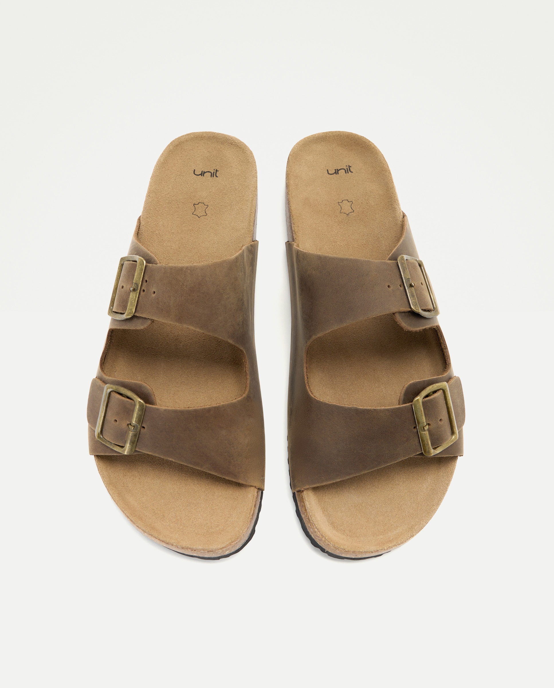 Sandalia bio dos hebillas de piel con piso de goma 520 Kaki-4