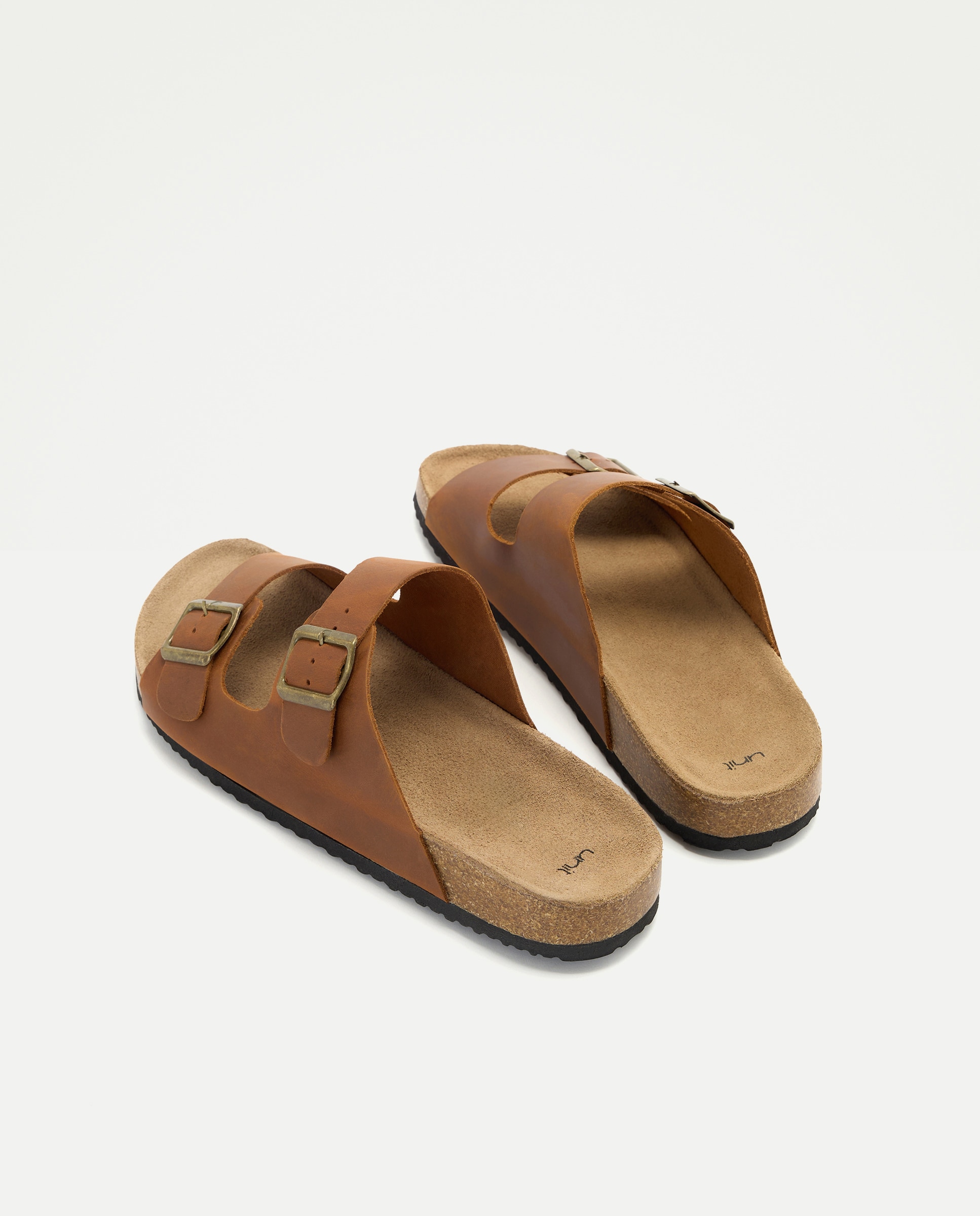 Sandalia bio dos hebillas de piel con piso de goma 730 Camel-3