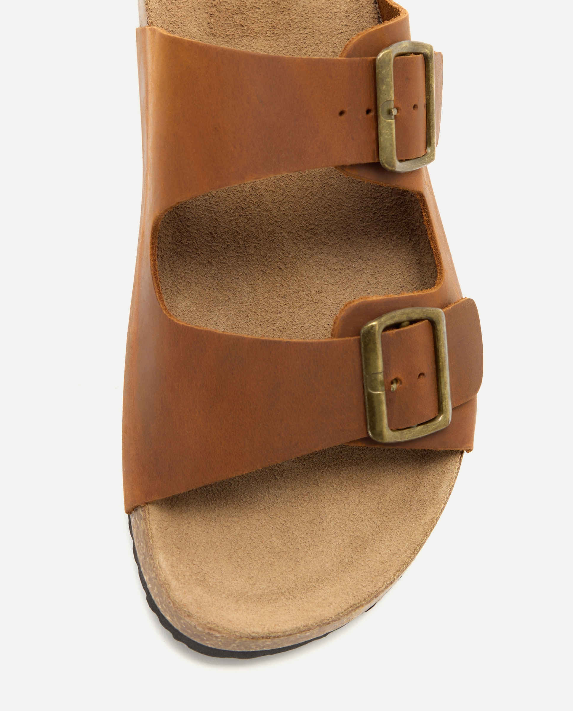 Sandalia bio dos hebillas de piel con piso de goma 730 Camel-5