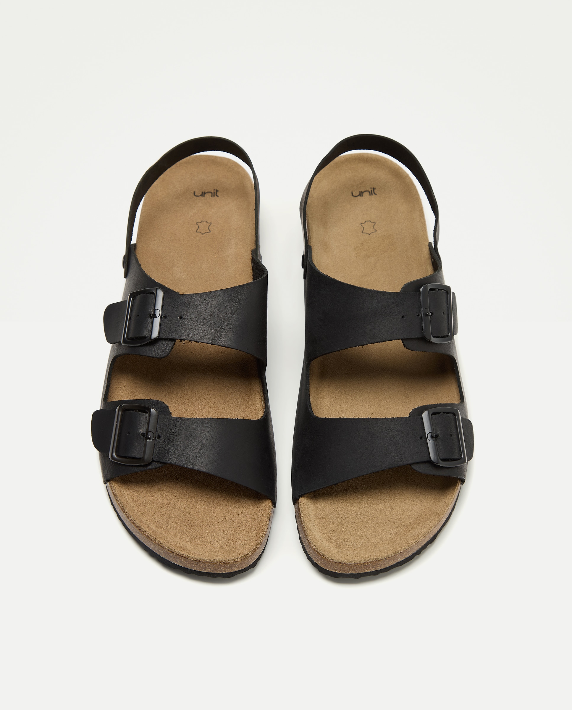 Sandalia bio dos hebillas con trasera  de piel con piso de goma Negro-4