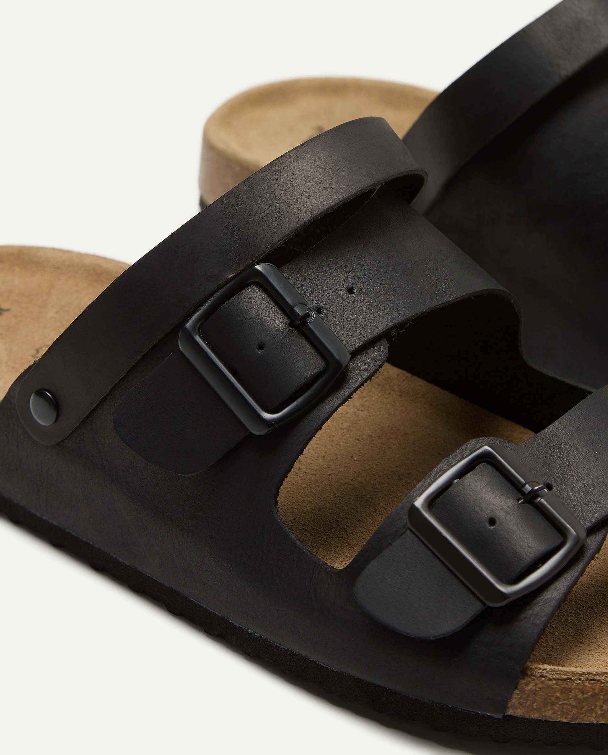 Sandalia bio dos hebillas con trasera  de piel con piso de goma Negro-5
