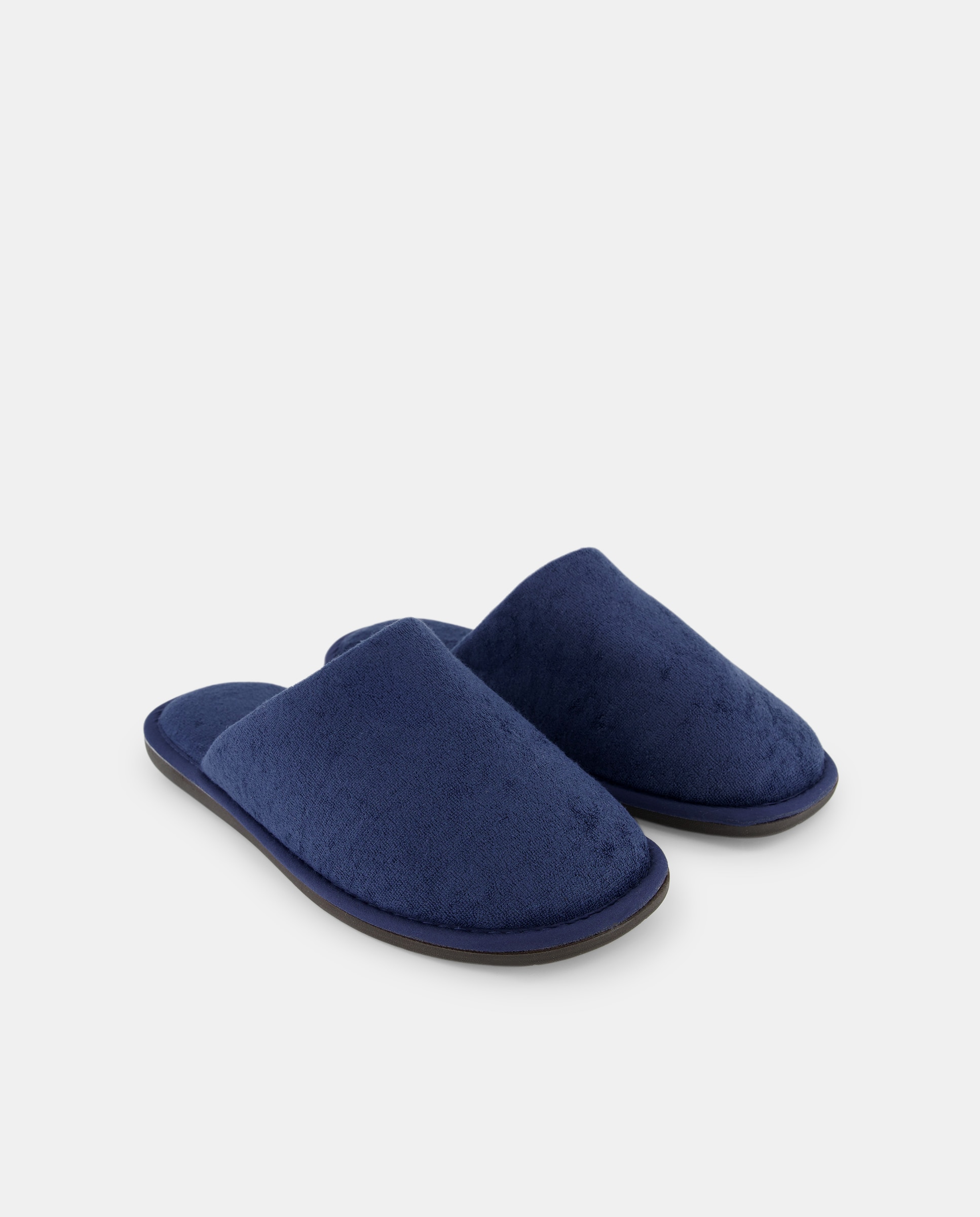 Zapatilla rizo con piso de goma Azul-2