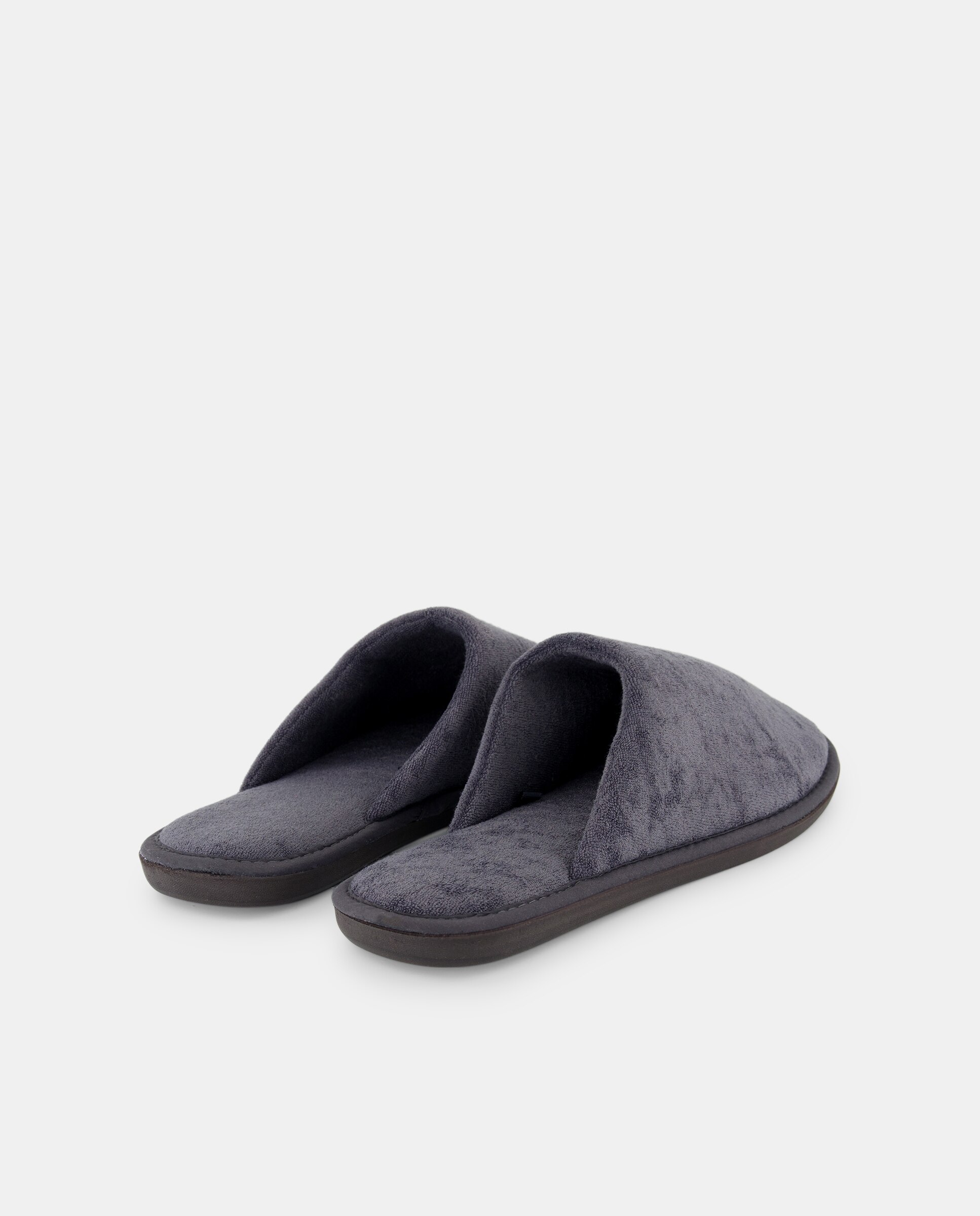 Zapatilla rizo con piso de goma Gris-3