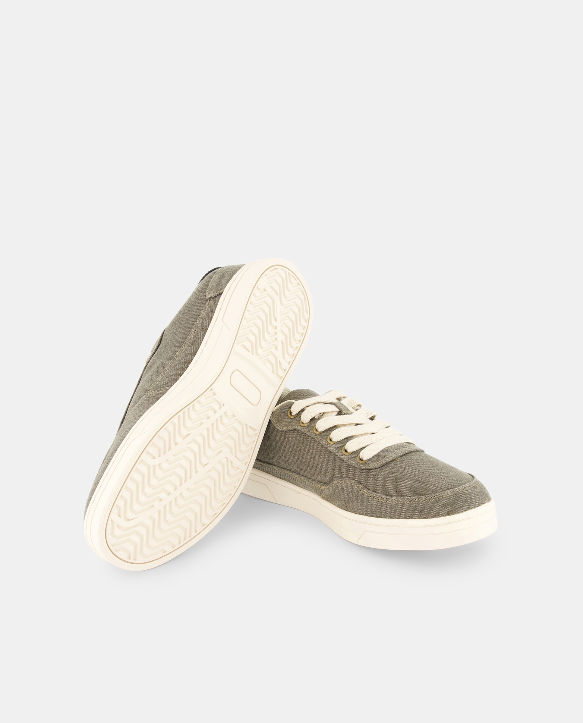 Deportivo lona lavada de hombre con piso de goma Kaki-2