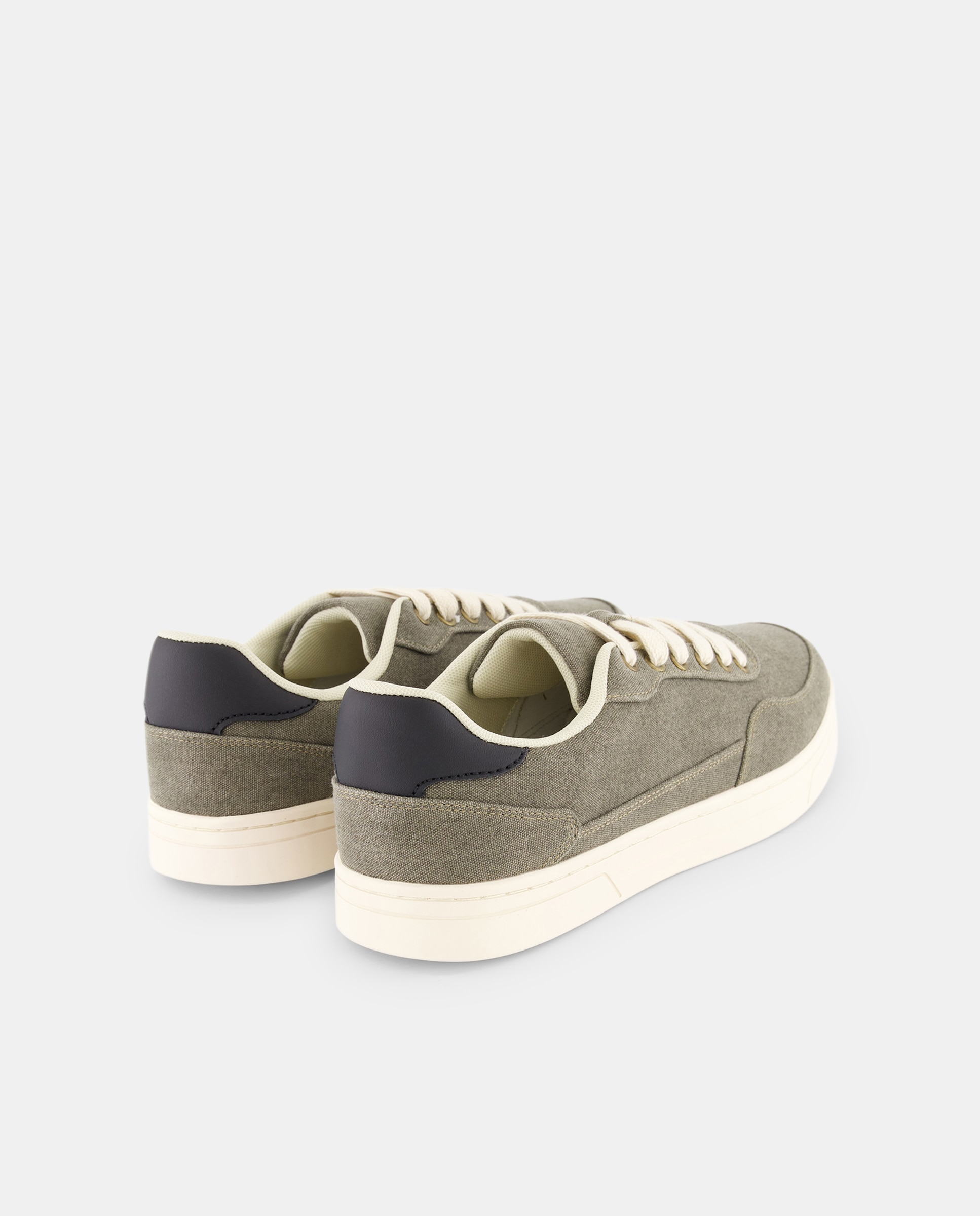 Deportivo lona lavada de hombre con piso de goma Kaki-3