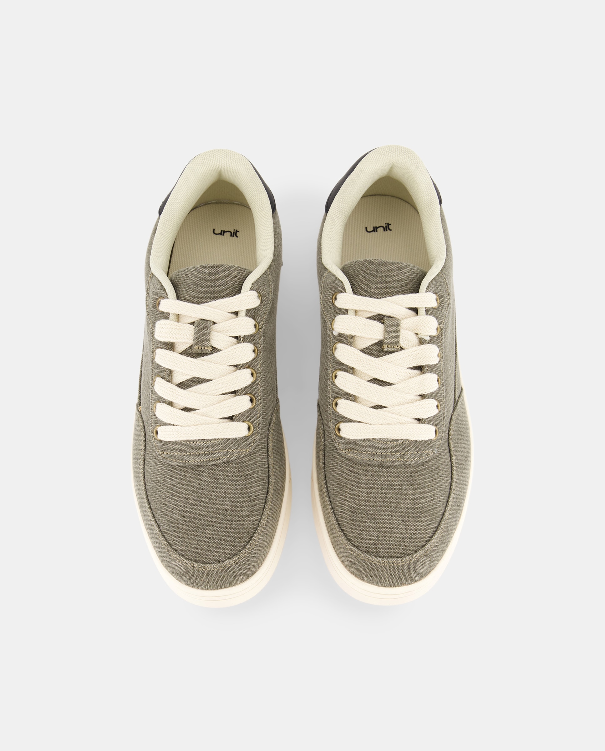 Deportivo lona lavada de hombre con piso de goma Kaki-4